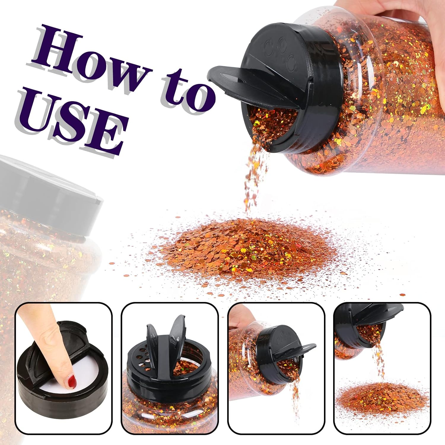 TORC 4 OZ Orange Holographic Glitter 4 Ounce Mix Chunky Glitter Bulk for Resin Craft Cosmetic Art Festival Decoration image number 1