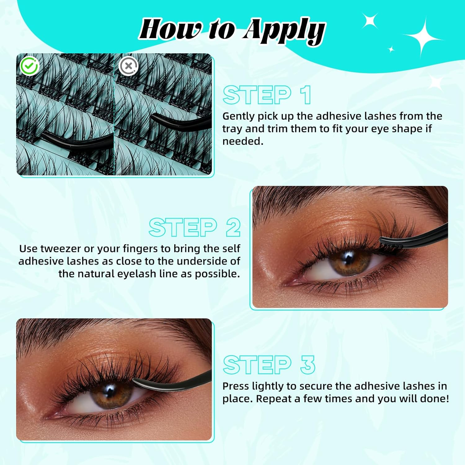 Self Adhesive Lash Clusters 120PCS Self Adhesive Eyelashes Natural C Curl 8-16Mm,No Lash Glue Needed,Impress Lashes Wide Stem Self-Adhesive Thin Lash Extension image number 5