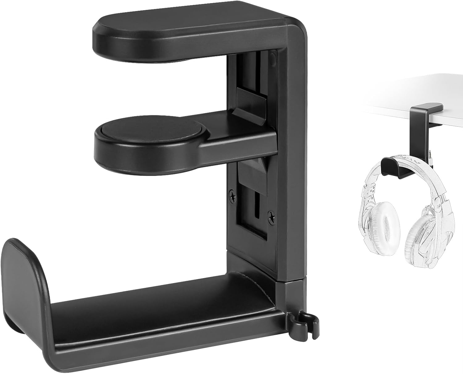 Geekria Gaming Headset Headphone Hook Stand, Under-Desk Headphone Stand Mount Holder with 360ｰ Rotation Adjustable, Compatible with Bose, Sony, AKG, Sennheiser, JBL, B&O, Beats, ATH (Black) image number 3
