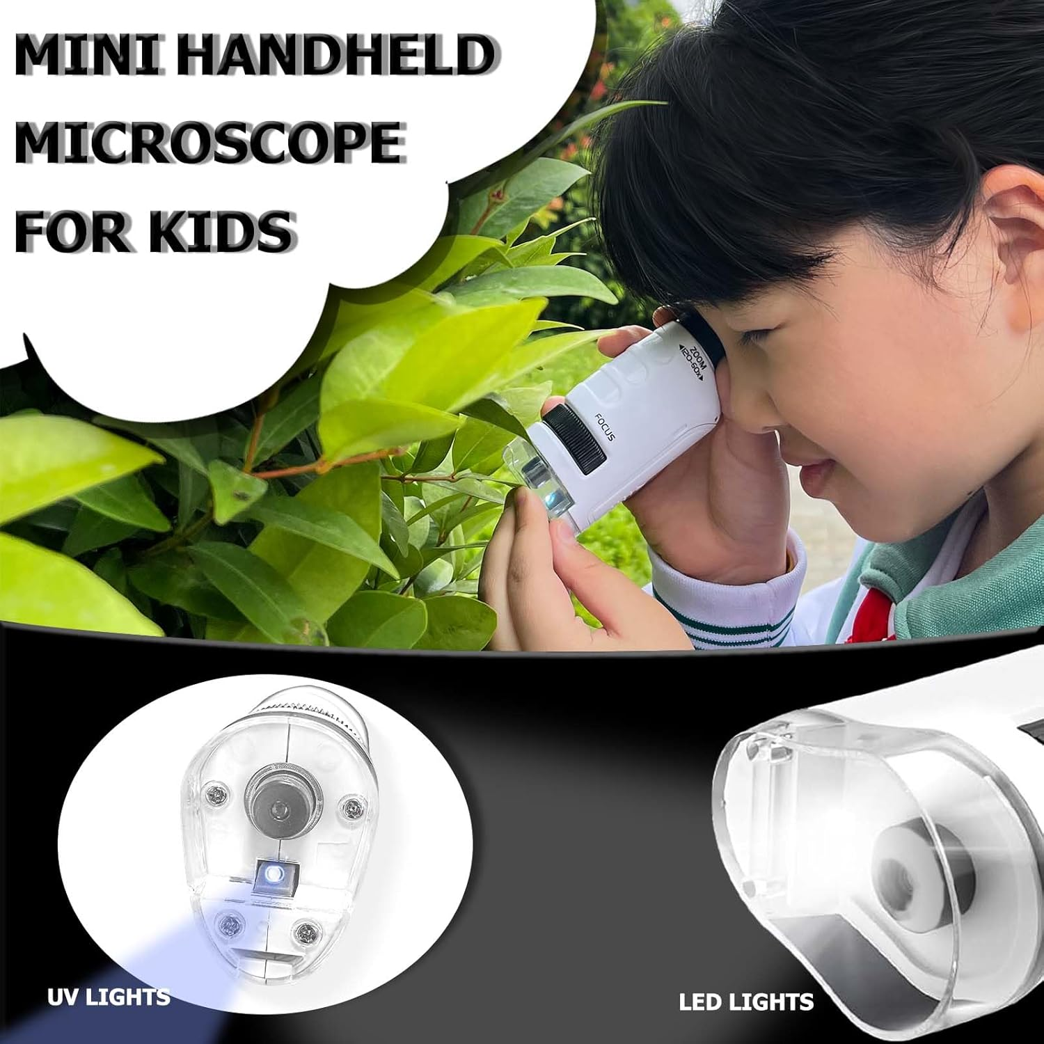 RAUWIZX Portable Microscope, Scientific Experiment Set, Handheld Microscope with 60X-120X Magnification and LED Light, Perfect Mini Microscope for Education and Exploration of the World - Blue image number 6