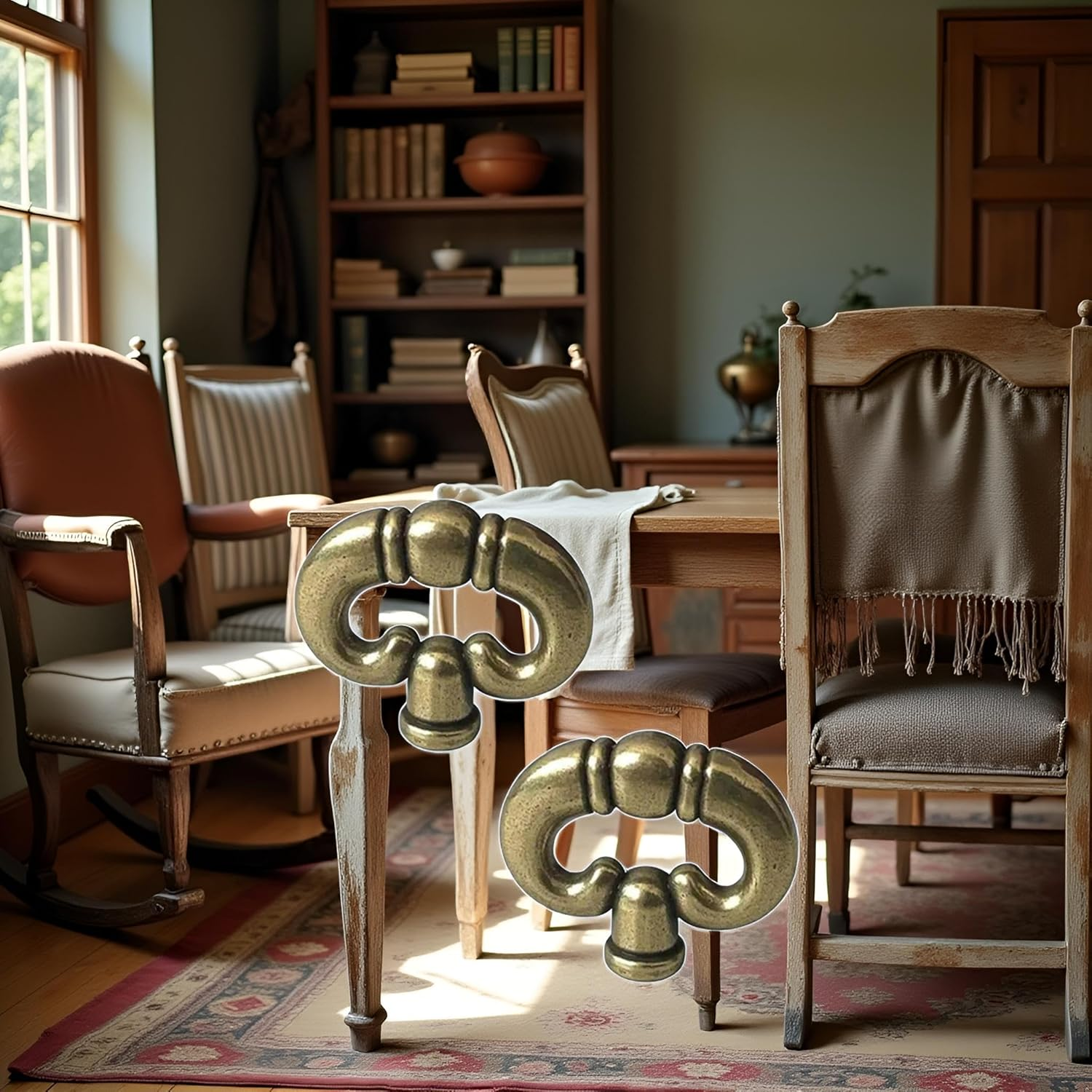 Zhangyihot 2Pcs Ring, Antique Bronze Vintage Style Drawer Knob Ring with Back Plate Antique Bronze Drawer Pull Dresser Pull Cabinet Knob Kitchen Door Knob Hardware Cabinet and Furniture Knobs image number 6