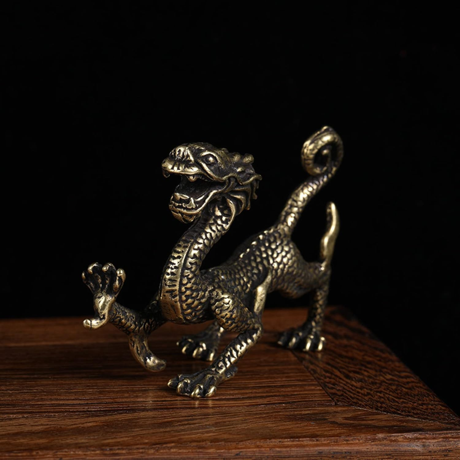 AERICKON Chinese Ancient Mythical Beast Miniature Figurine Dragon Tiger Snake Turtle Statue Feng Shui Ornament Home Decor image number 2