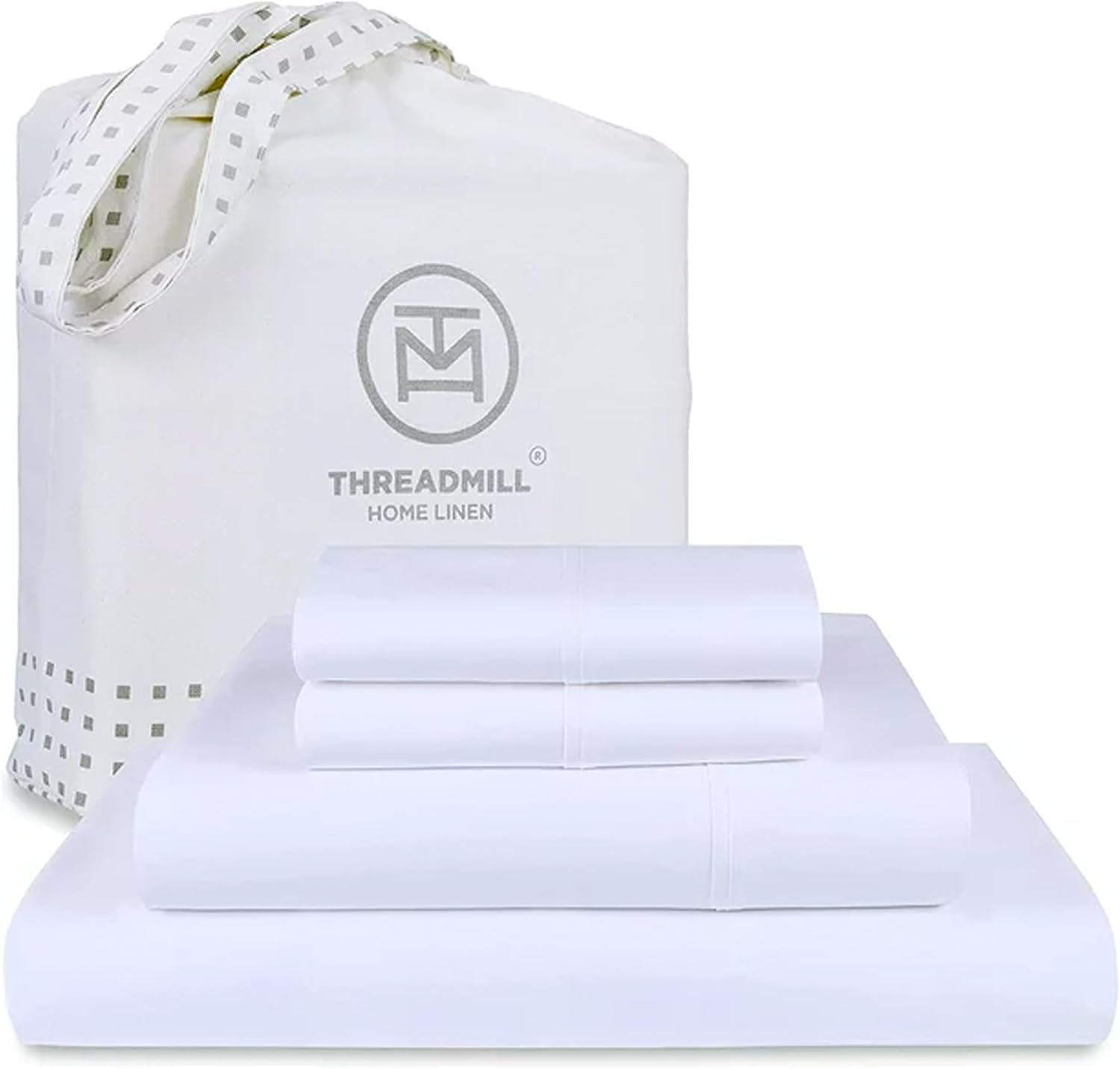 Threadmill 100% Supima Cotton Sheets King Size - 1200 Thread Count, 4Pc King Size Sheets Set, Smooth Sateen Weave King Sheets, Ultra Luxury Bed Sheets, 17" Deep Pocket King Sheet Set - White Sheets