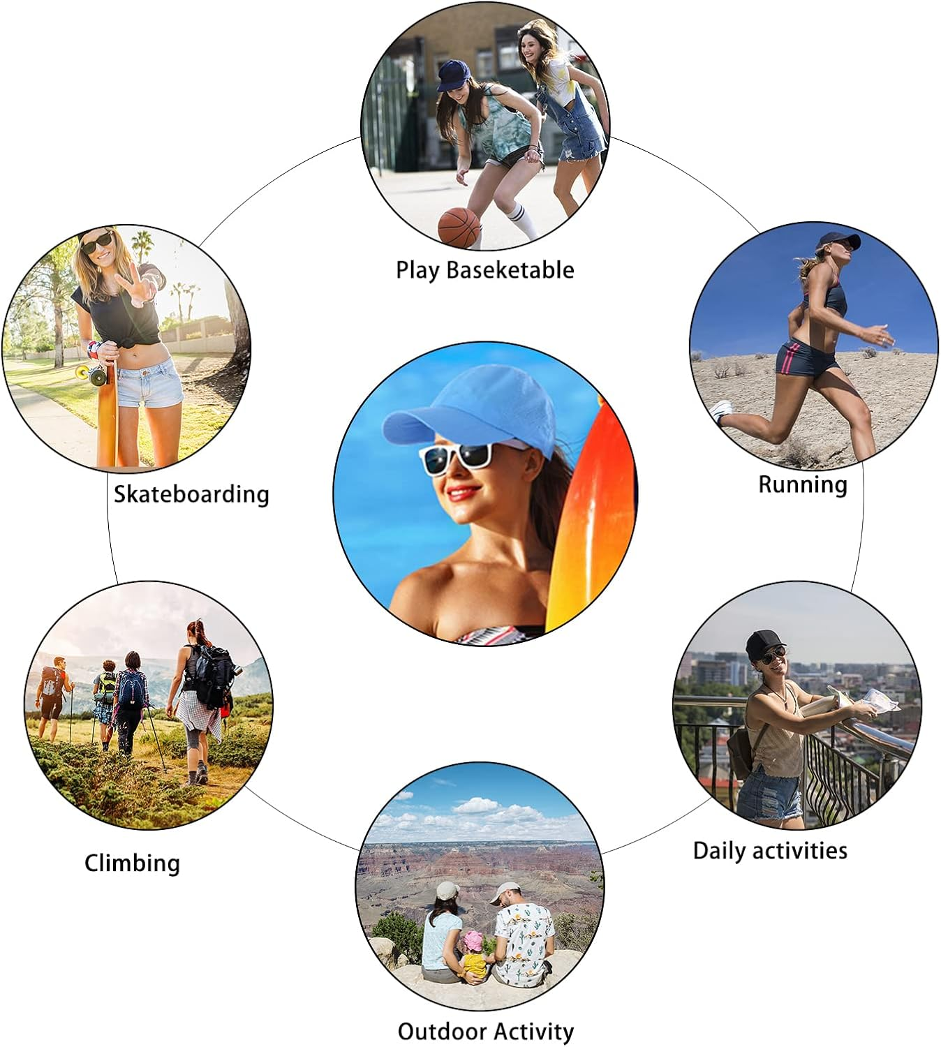 Womens Ponytail Hat Baseball Cap, Adjustable Criss Cross Baseball Cap High Bun Unisex Quick Drying Trucker Hats image number 2