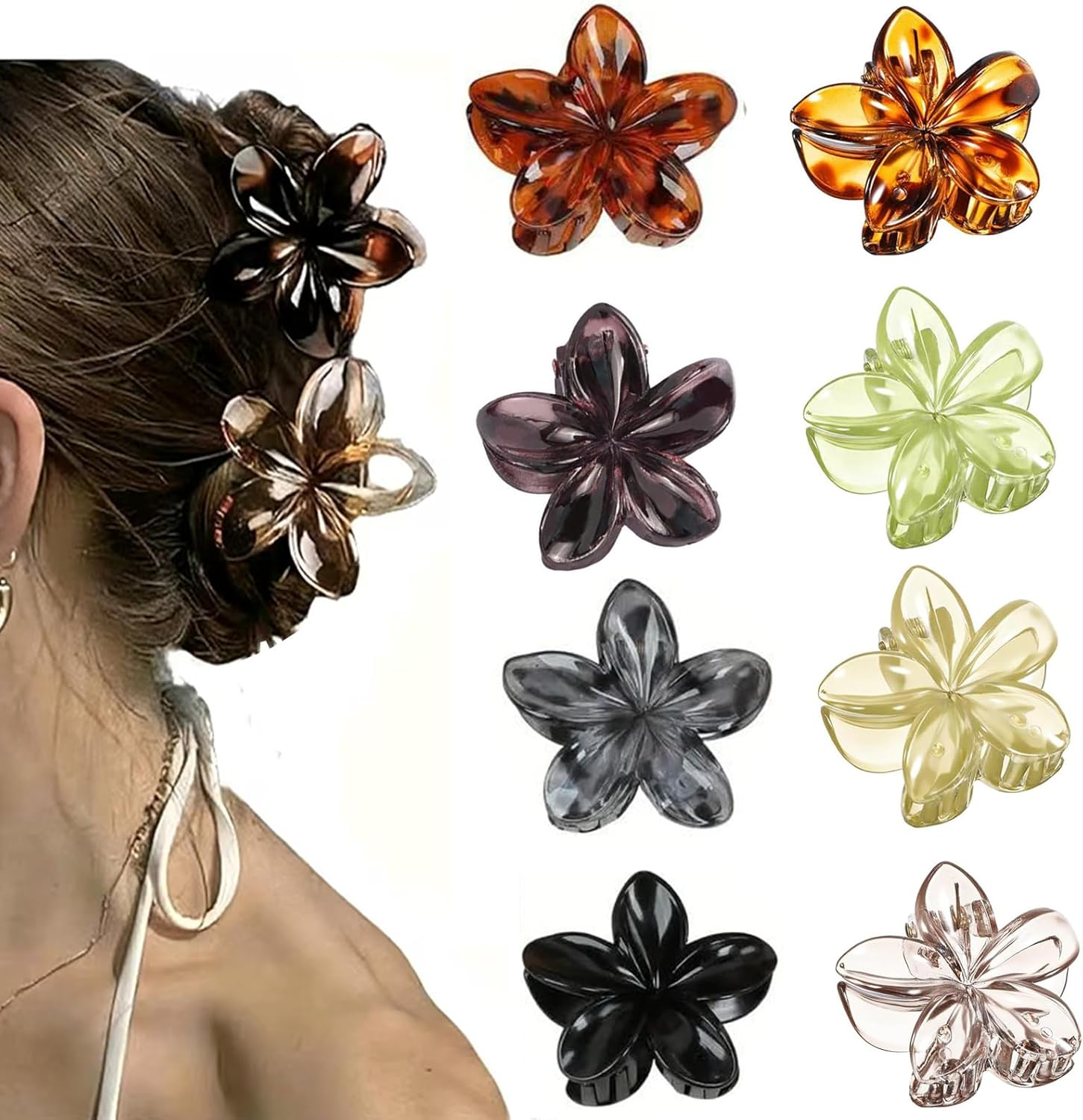 Hawaiian Flower Hair Claw Clamp Strong Hold for Thin Thick Curly Hair Women image number 5