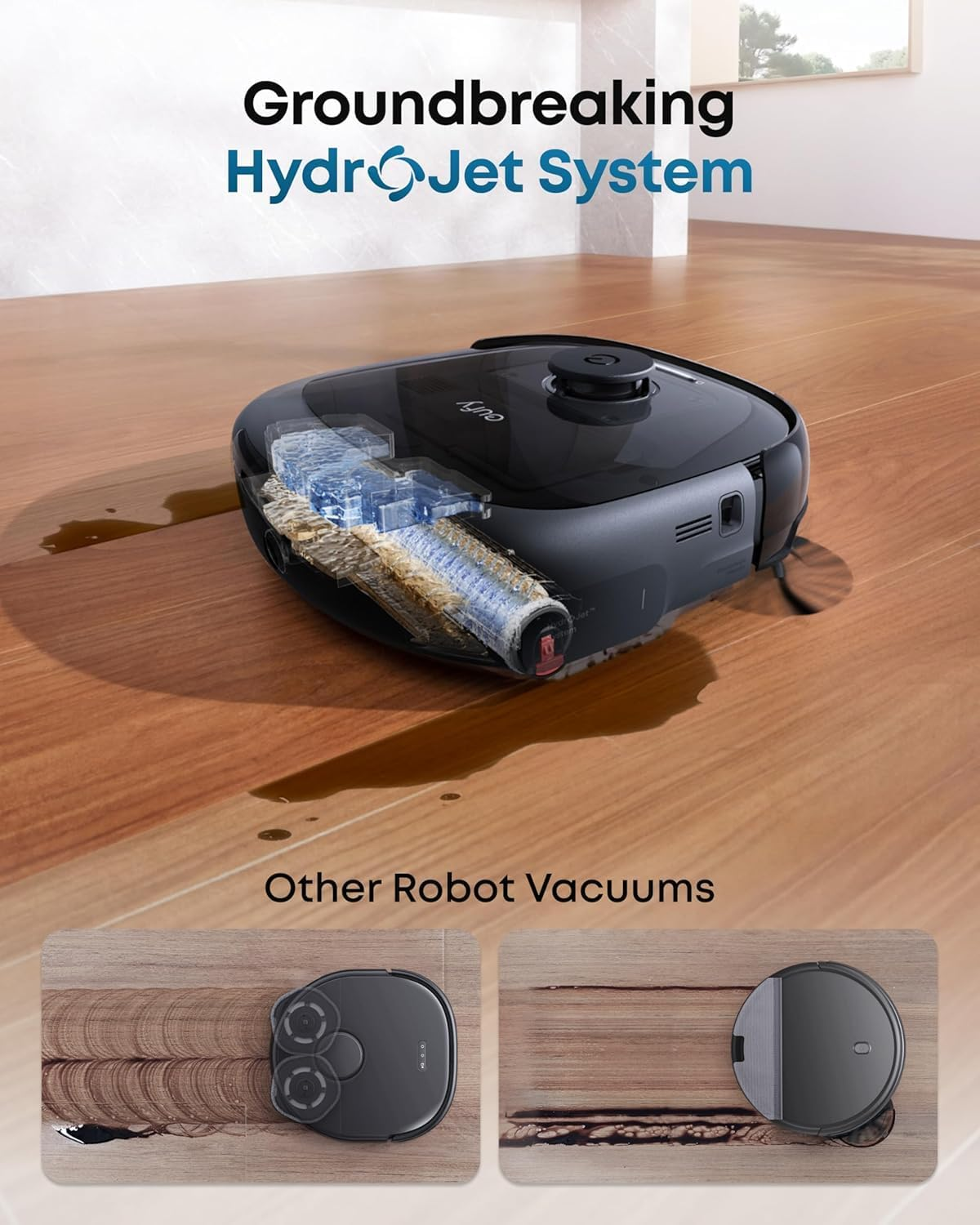 Eufy E25 Omni Robot Vacuum and Mop Combo, Hydrojet System with Roller Mop, 20,000Pa, Zero-Tangling, Edge-To-Corner Cleaning, Obstacle Avoidance, Auto Mop Washing & Drying, Self-Emptying&Refilling image number 3
