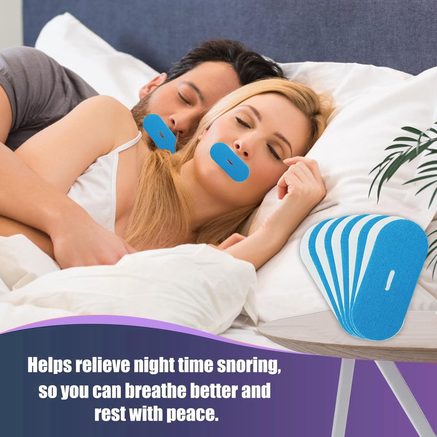 60 Count Mouth Tape for Sleeping, anti Snoring Sleep Tape - Improved Nose Breathing, Pain Free Removal, Hypoallergenic, Latex Free & Gentle on Skin - Adhesive Cotton Tape image number 2