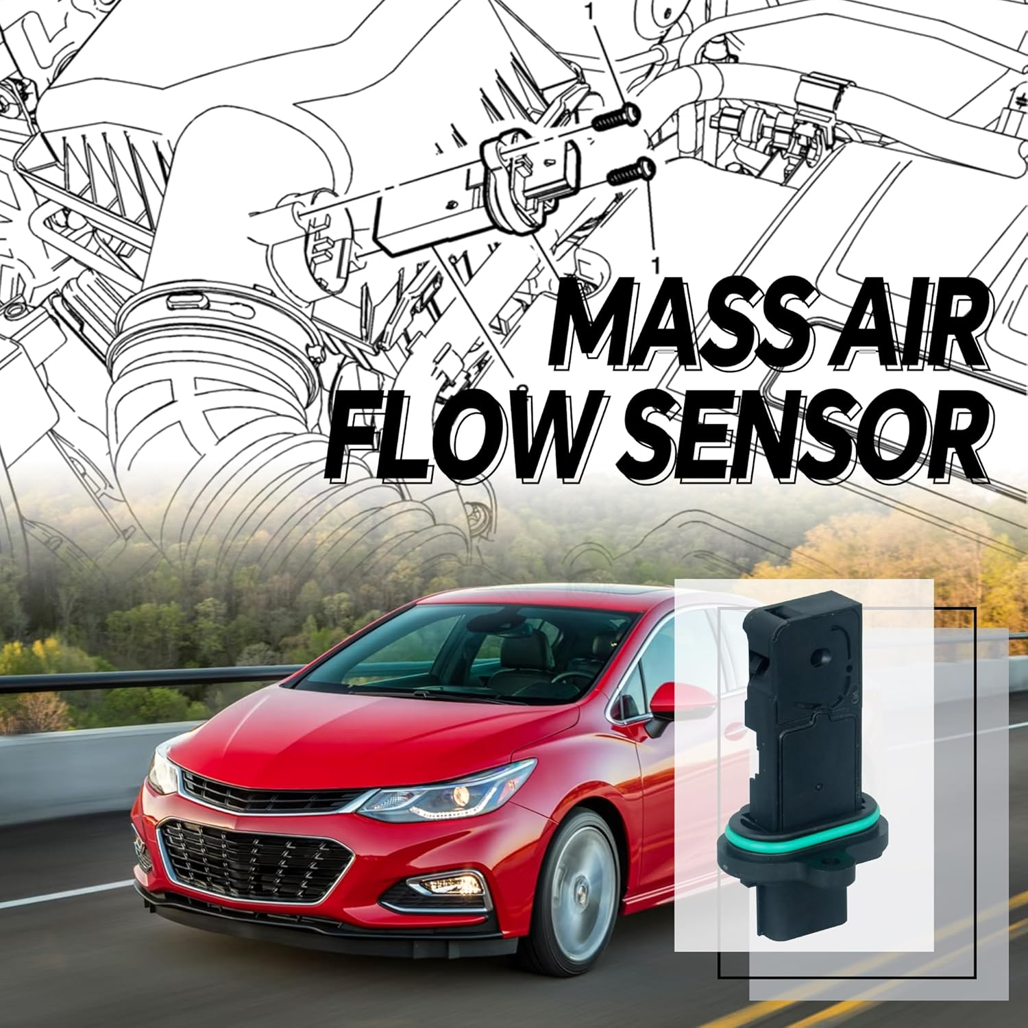 Advanex Mass Air Flow Sensor Meter MAF Compatible with Chevrolet Cruze 1.4L 1.6L 1.8L Sonic 1.4L 1.8L Trax 1.4L Cruze Limited 1.4L 1.8L & Buick Encore 1.4L Verano 2.0L 2.4L Replace OE 0280218419 Only image number 2