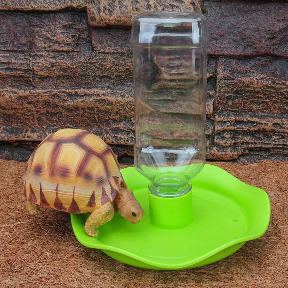 NUZAMAS Automatic Reptile Feeder Tortoises Dispenser with Bottle Reptile Water Dispenser Water Bowl Feeding Dish Feeding Accessories for Lizards Green image number 5