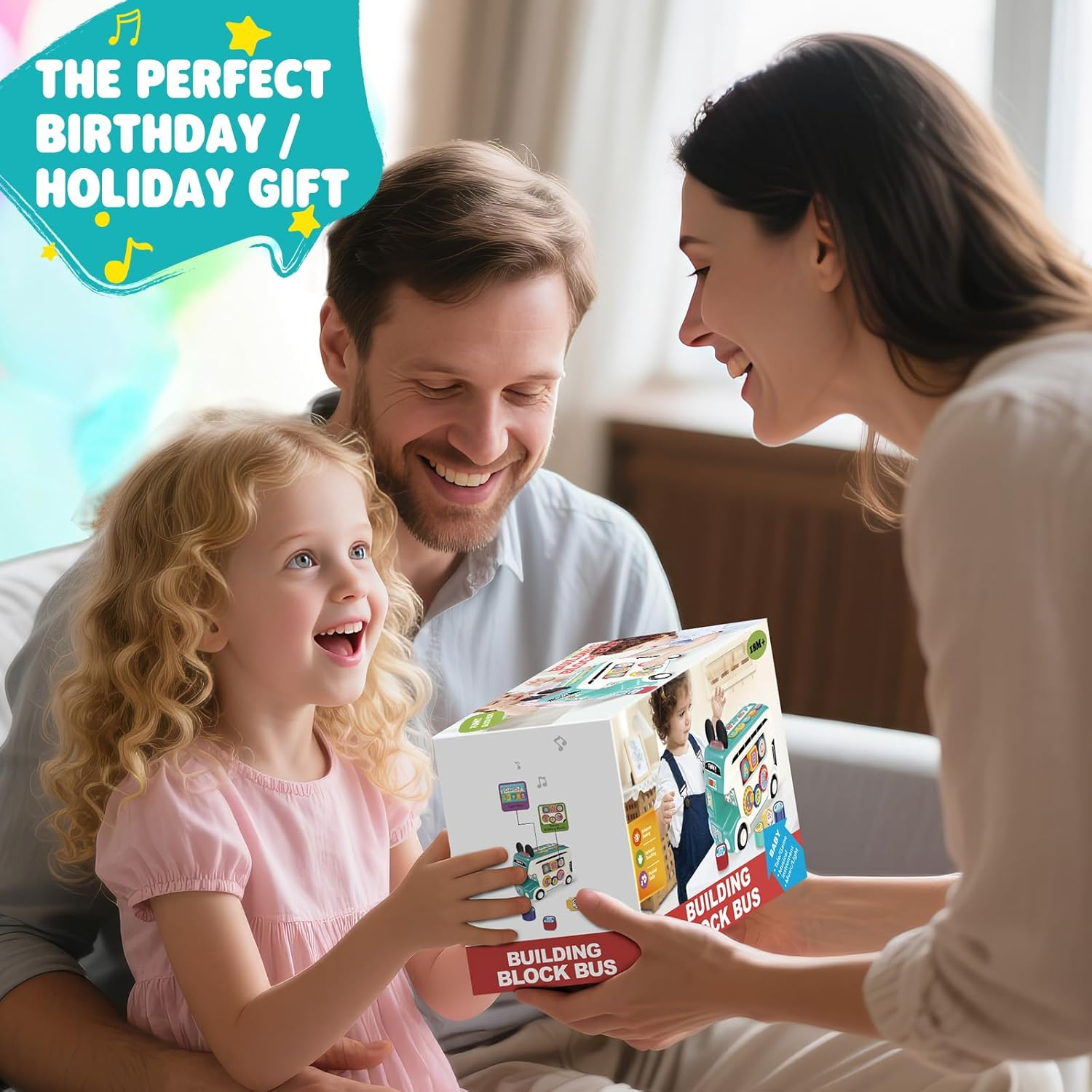 Baby Musical Toys - [2025 New] Large Early Learning Montessori Toys, Multifunctional Educational Sensory Game Music Bus with Sound/Shape Sorter, Birthday Gift for Boys Girls 18M+