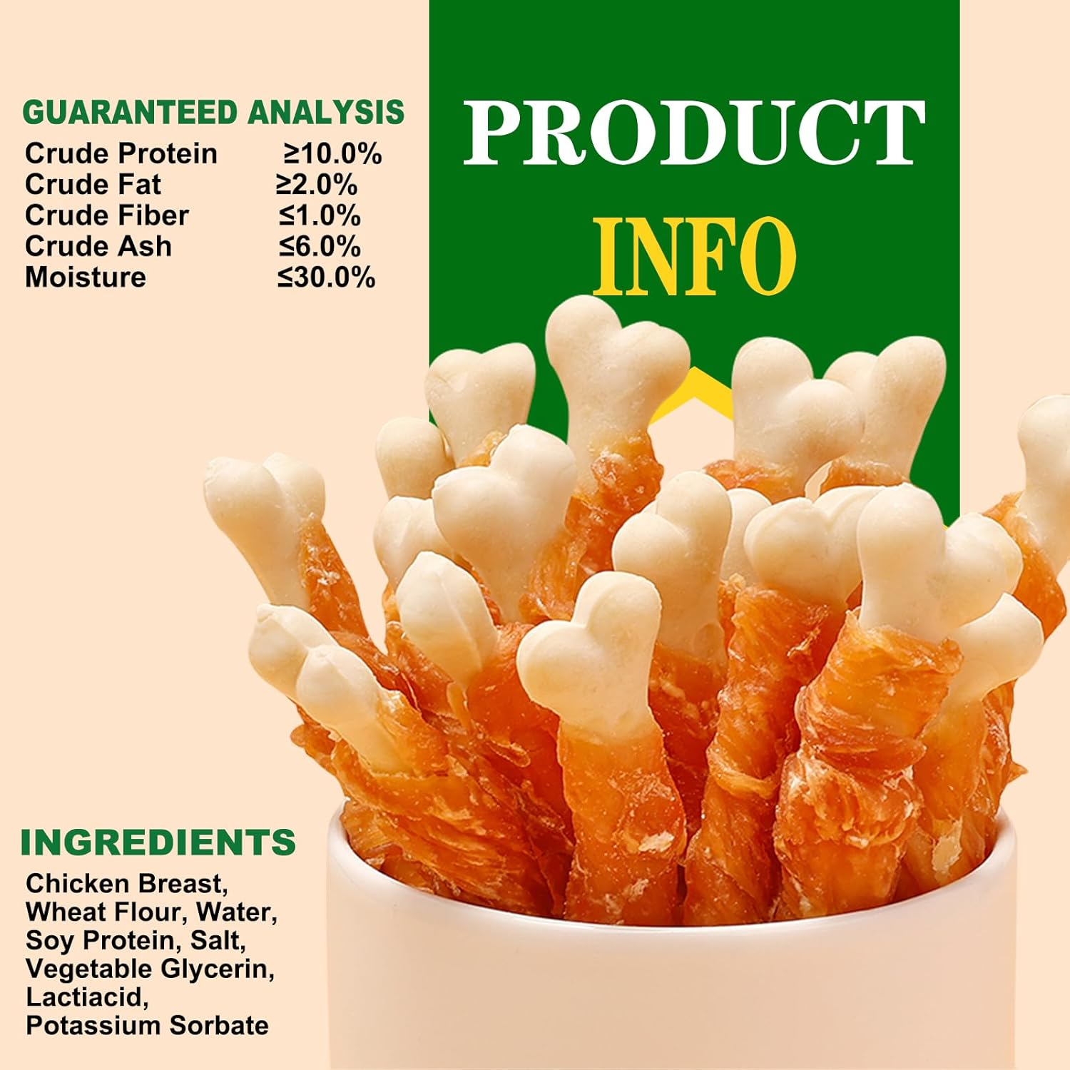 Natural Dog Treats, Dog Chicken Wrapped Treats, Dog Training Treats for Teeth Cleaning and Fresh Breath, Dog Chew Bones for Puppy and Small Dogs, 7.05 Oz (200 G) image number 4