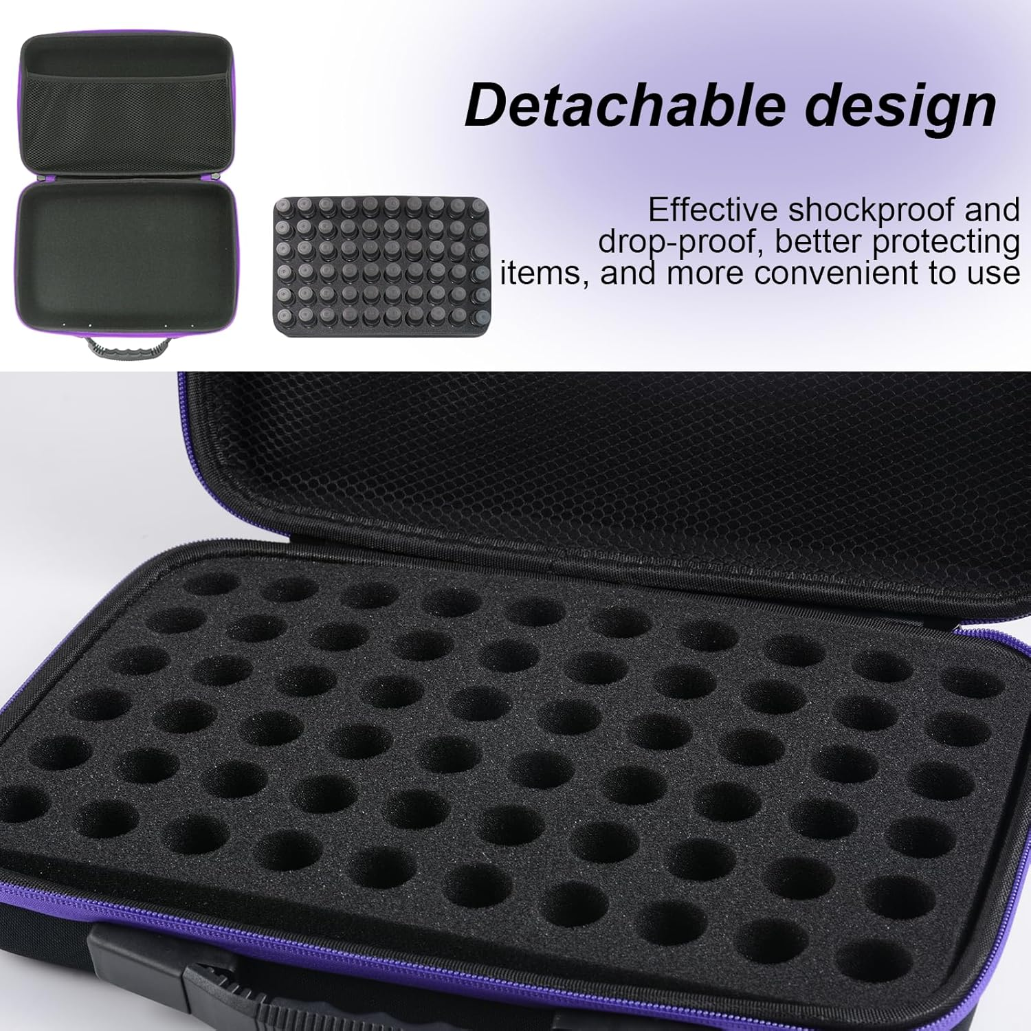 60 Bottle Essential Oil Storage Organizer Carrying Case for 5Ml 10Ml 15Ml Bottles Portable Essential Oil Holder Organizer Compact Design 12.6 X 8.86 X 3.54 Inches Ideal for Travel image number 2