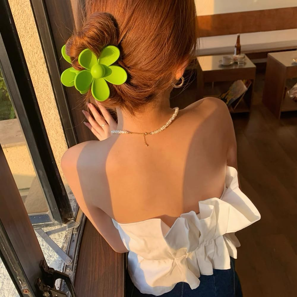 ZSPERKLA Pack of 6 Flower Hair Clips, Acrylic Hair Clips, Large Claw Hair Clips, Non-Slip Matte, Fashion Hair Styling Accessories for Women and Girls image number 1