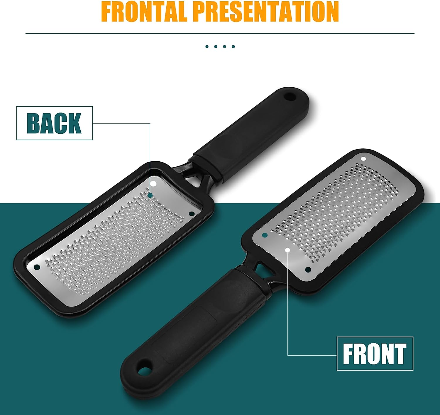 Foot Files Foot Scrubber Pedicure, Stainless Steel Callus Remover for Feet, Professional Foot Grater Rasp Scraper to Hard Skin Corns for Dry and Wet Fee image number 2