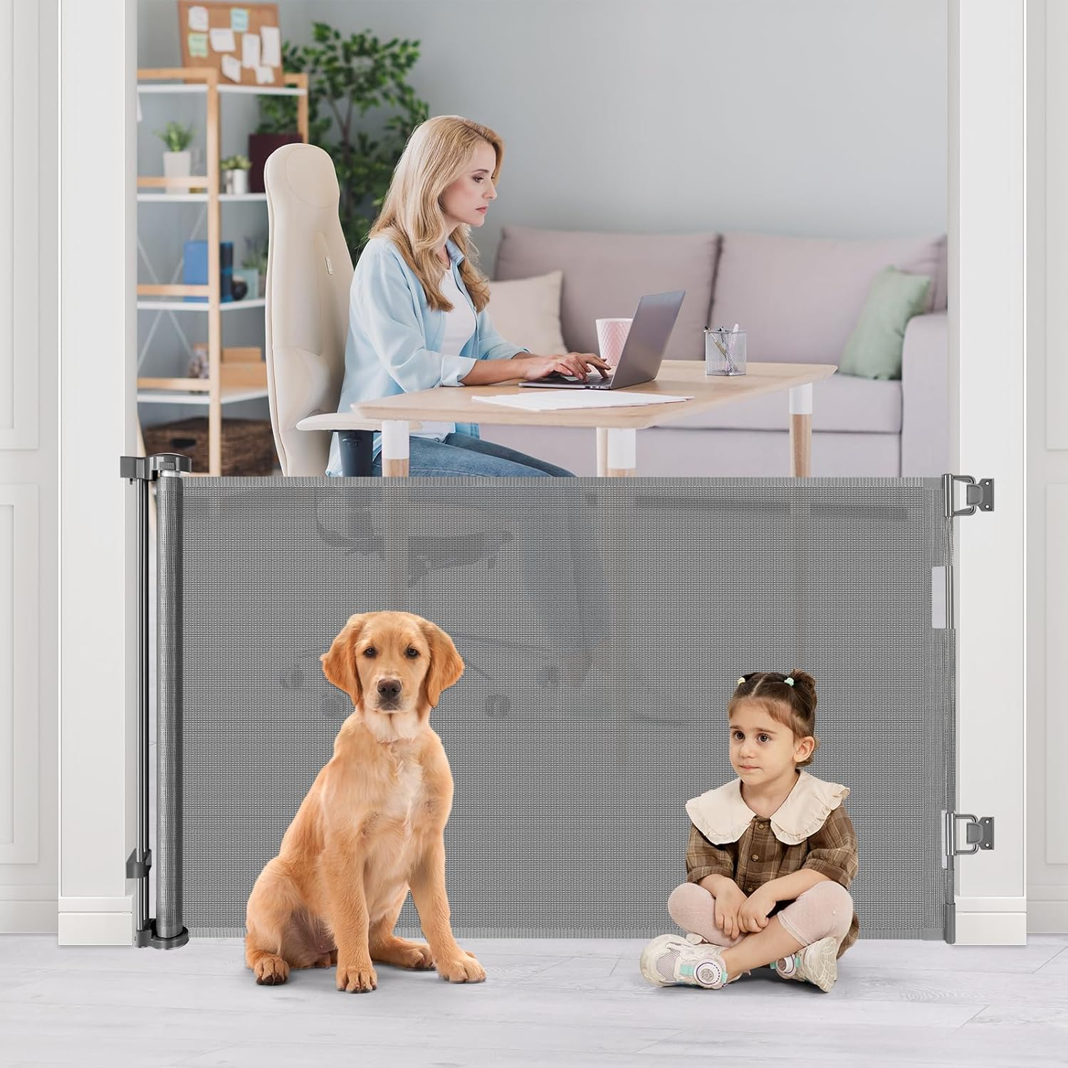 WOMHOM 120 Inch Extra Wide Baby Gate for Large Opening Retractable Baby Gates Extra Long Dog Gate for the House Pet Gates for Dogs