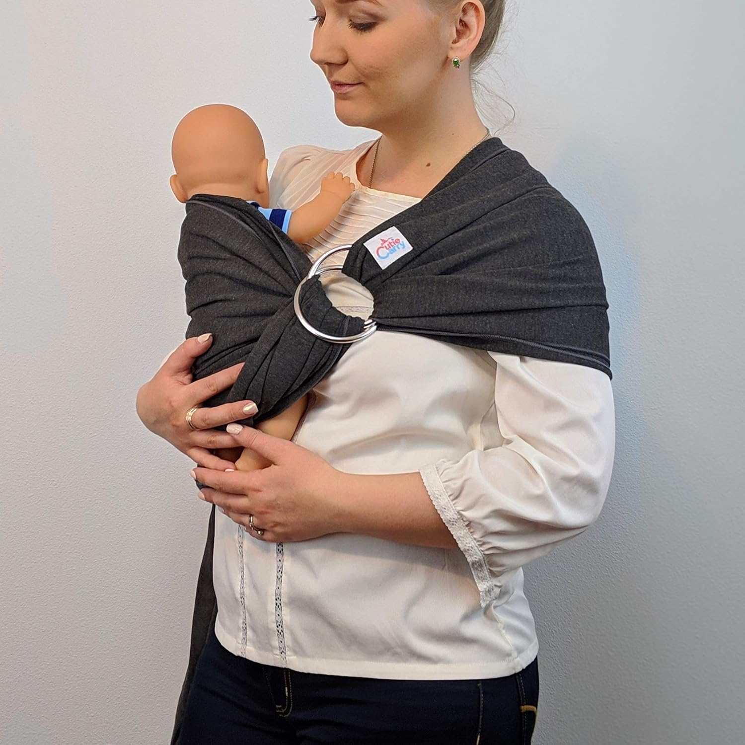 Sling Rings 3-Inch Diameter by Cutie Carry. Infant Approved, Mom Loved. Aluminum, Lab Tested for Strength and Safety. Works with Your Own Material or Convert Wrap to Sling. (Silver) image number 4