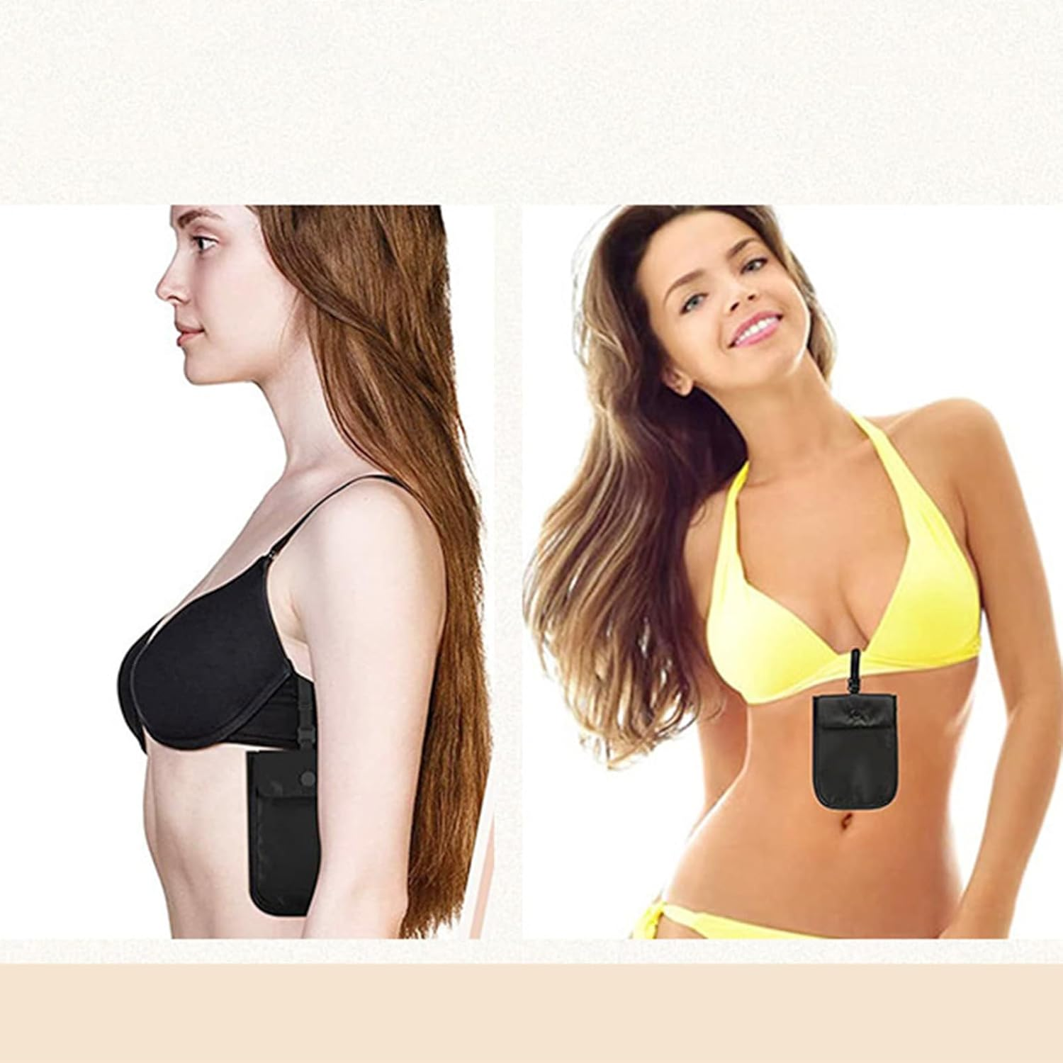 Travel Bra Purse for Women, Bra Bag, Undercover Hidden Bra Purse, Anti-Theft Bra Wallet with Adjustable Elastic Band, Hidden Stash Pocket Purse for Travel and Sports, Black, / image number 3