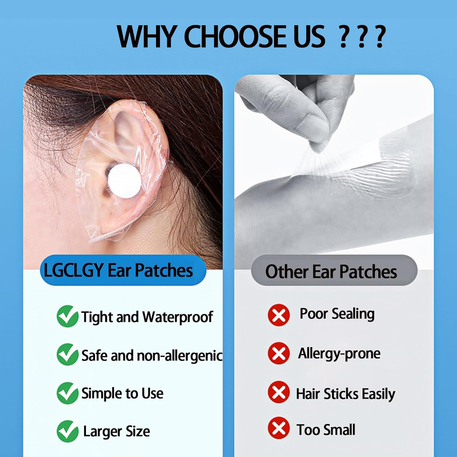 Disposable Waterproof Ear Patches 120 Pcs，Baby Ear Covers for Swimming Shower Ear Protectors with Soft Cotton, for Shower Surfing Snorkeling and Other Water Sports image number 2