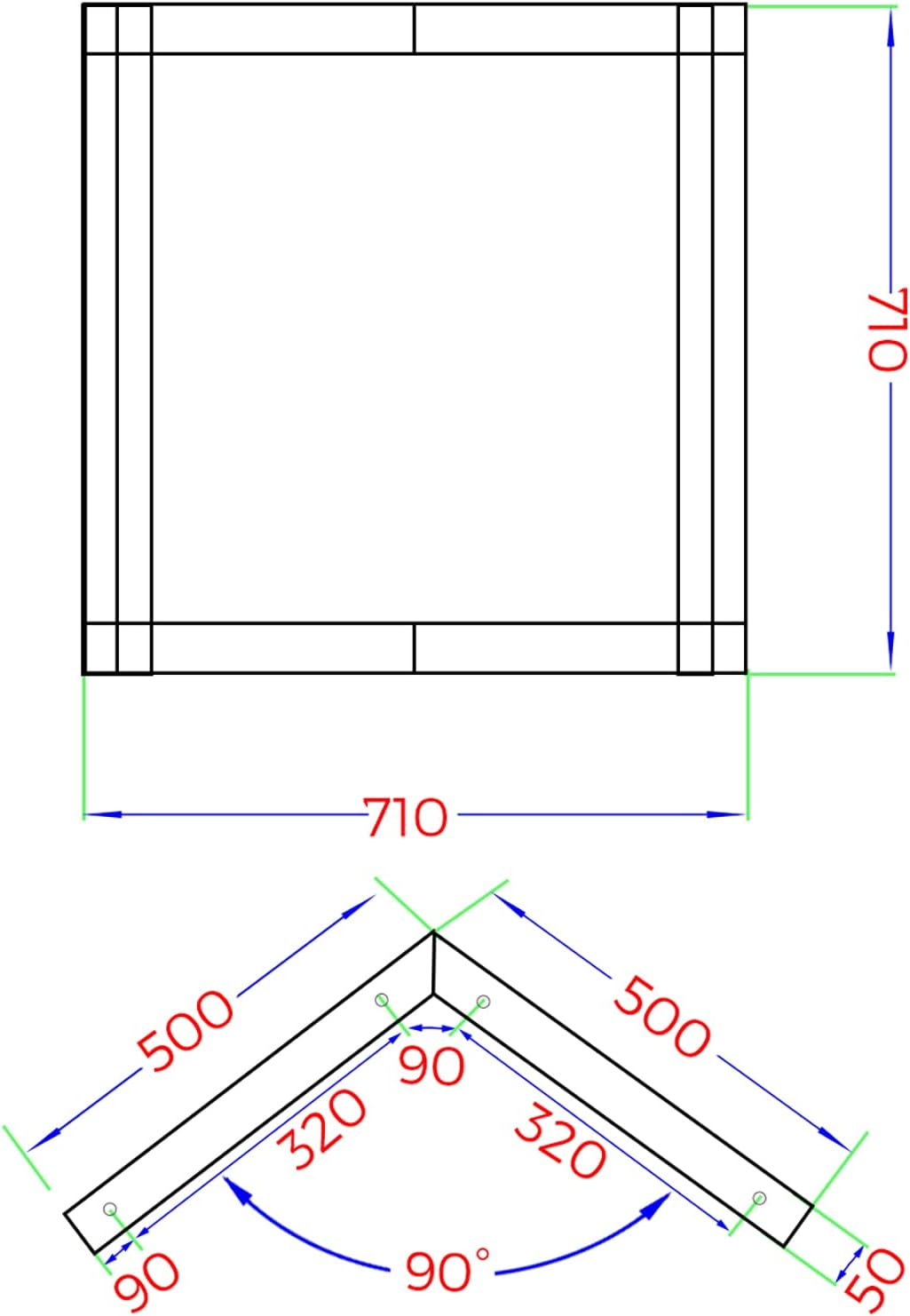 Oikiture Table Leg Desk Coffee Dining Furniture Hardware Metal Legs X2 Home Improvement Bench Steel DIY Furniture Industrial 71 X 71CM image number 2