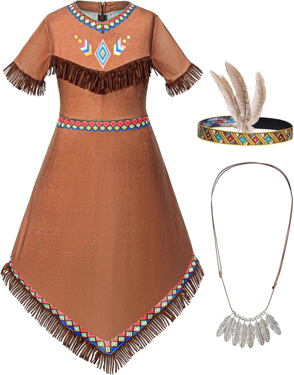 Native American Costume Girls Dress Indigenous American Indians Kids Cosplay 2-12 Years image number 3