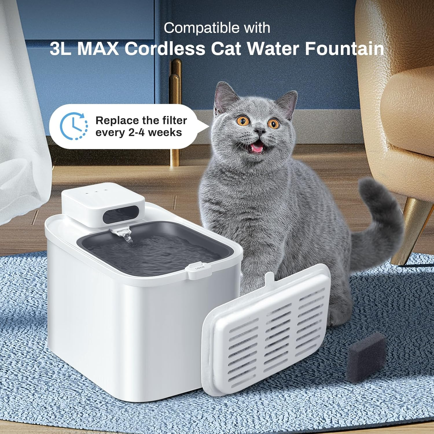 Pack of 10 Cat Fountain Filters, Replacement Filters for Everweather Max Intelligent Cat Fountain Wireless, Resin and Activated Carbon Filters Hair Impurities and Improves Odour (10 Filters + 10 image number 1