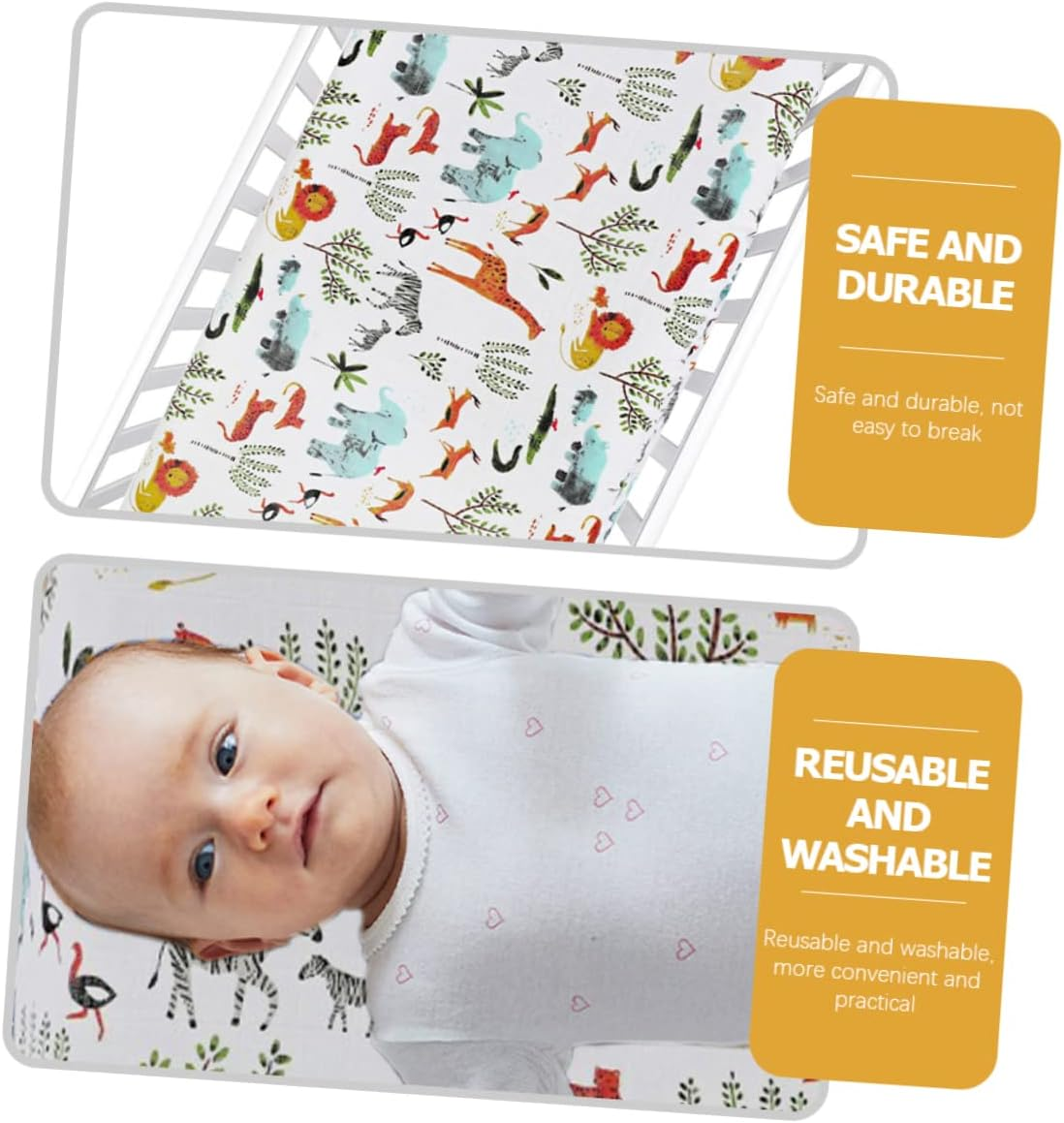 Muslin Changing Pad Cover for Babies, Breathable Diaper Changing Table Sheet Forest Animal Print, Detachable Cotton Fabric, Suitable for Nursery and Infant Care image number 5