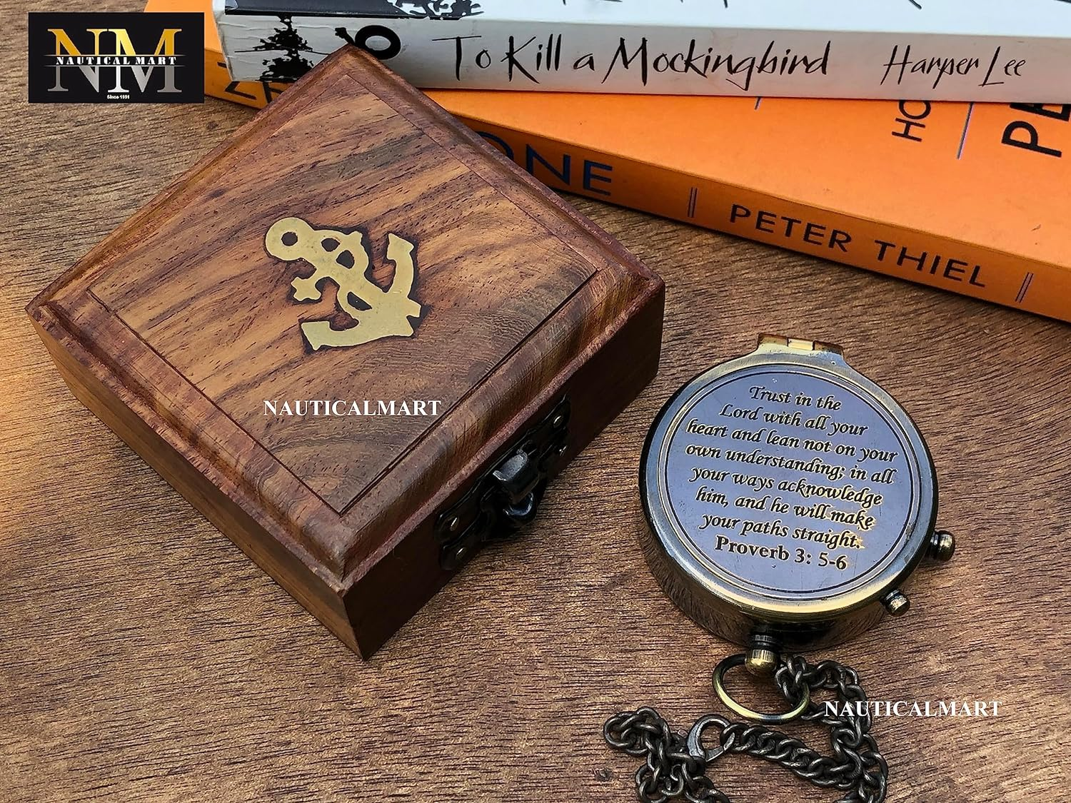 Trust in the Lord Engraved Compass, Proverbs 3: 5-16 Graduation Gift, Compass with Stamped Leather Case, Camping Compass, Boating Compass, Confirmation Gift Ideas, Religious Gifts, Missionary Gifts image number 1