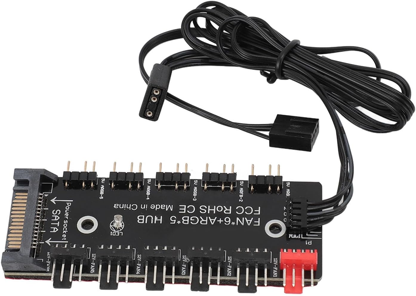 2 in 1 ARGB PWM Hub for Computer Chassis, Powered Fan Hub Fan Splitter with Speed Control, Power Supply image number 1