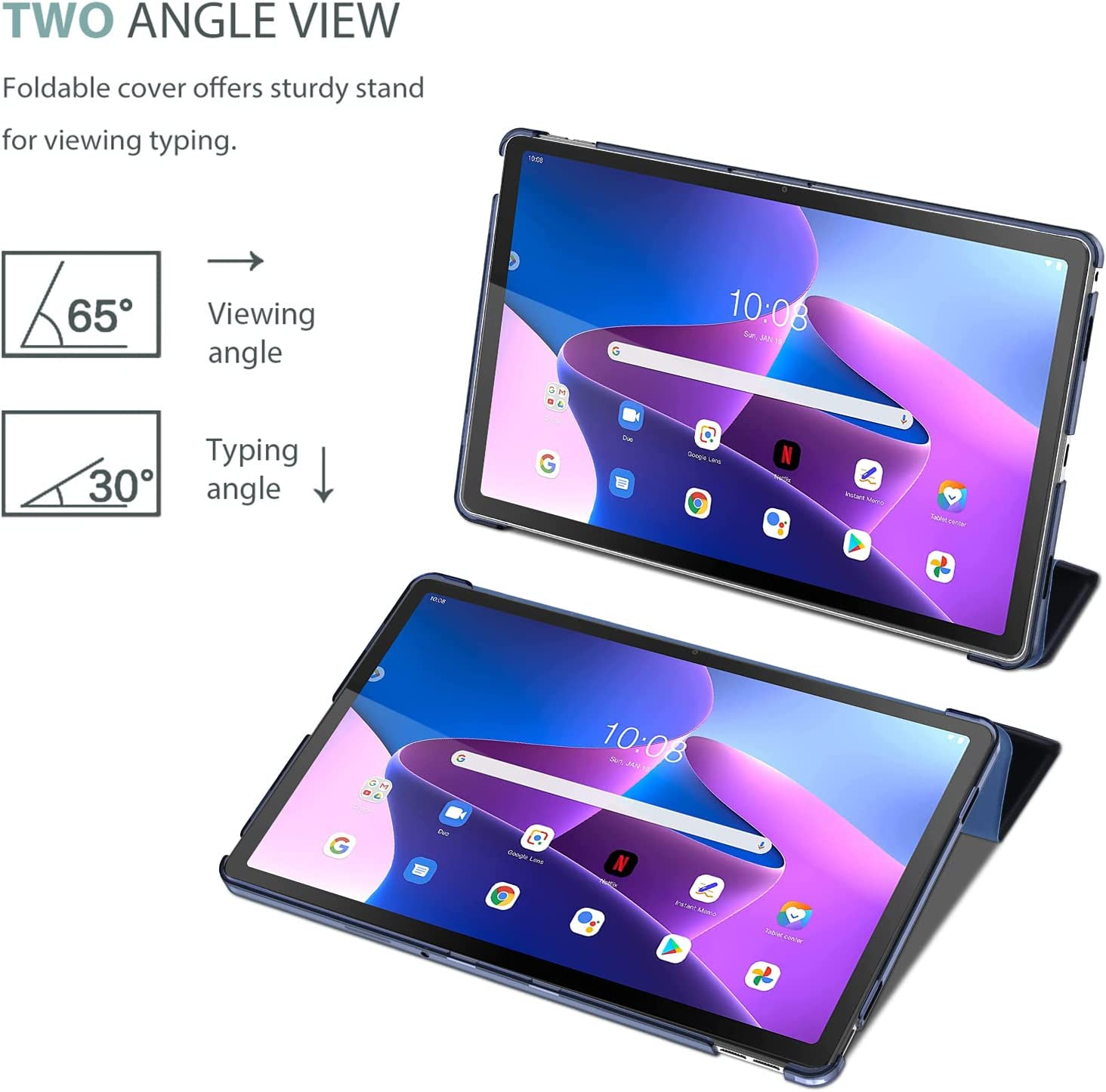 Procase Lenovo Tab M10 plus Case 10.6 Inch 2022 3Rd Gen, Slim Stand Hard Back Shell Protective Smart Cover Case for Lenovo Tab M10 plus 10.6" 2022 Release -Navy