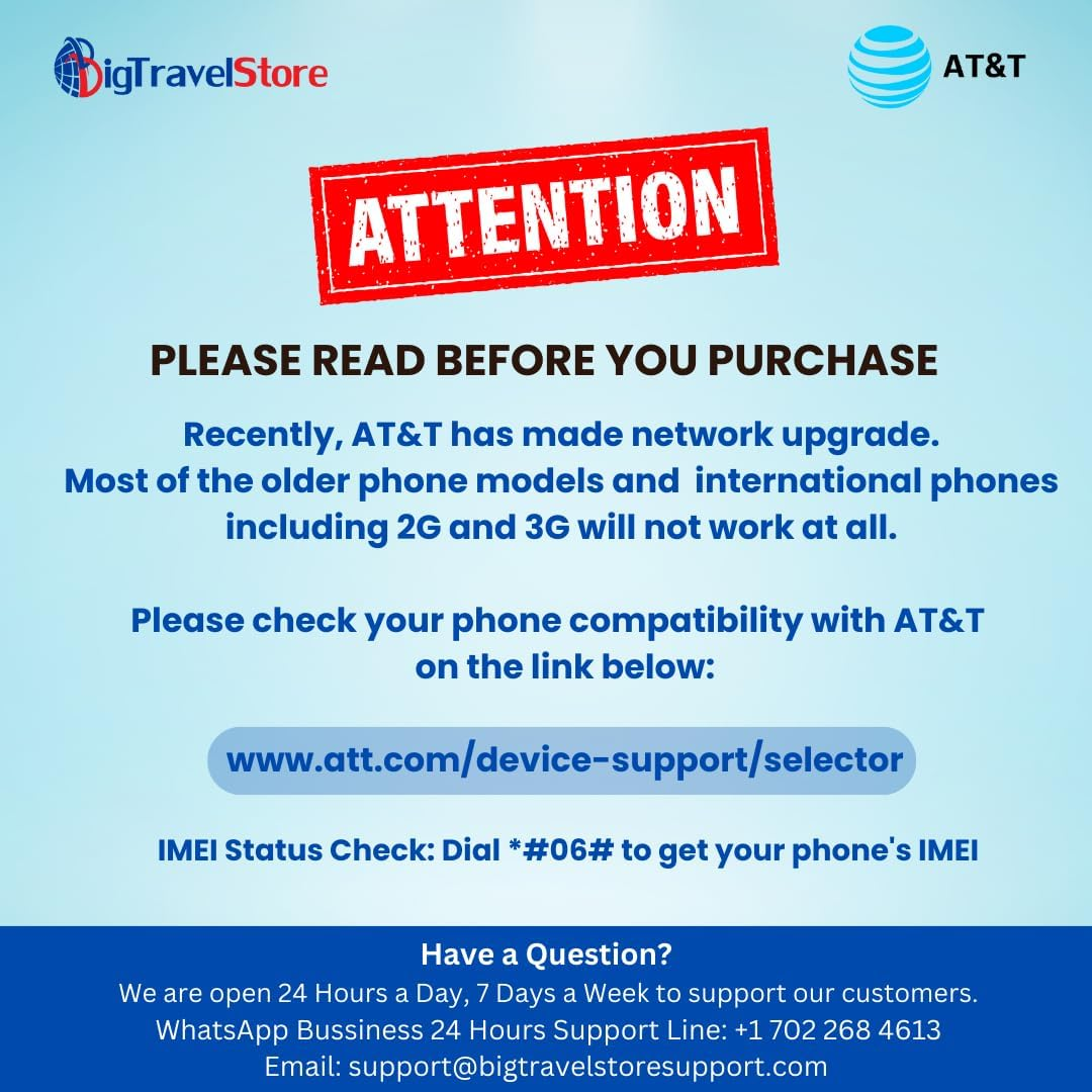 AT&T Brand USA, Canada and Mexico Prepaid Travel SIM Card Unlimited Call/Text and up to 50GB Highspeed Data in USA (Except Alaska) and 25GB Highspeed Data in Canada/Mexico Combined (30 Days) image number 4