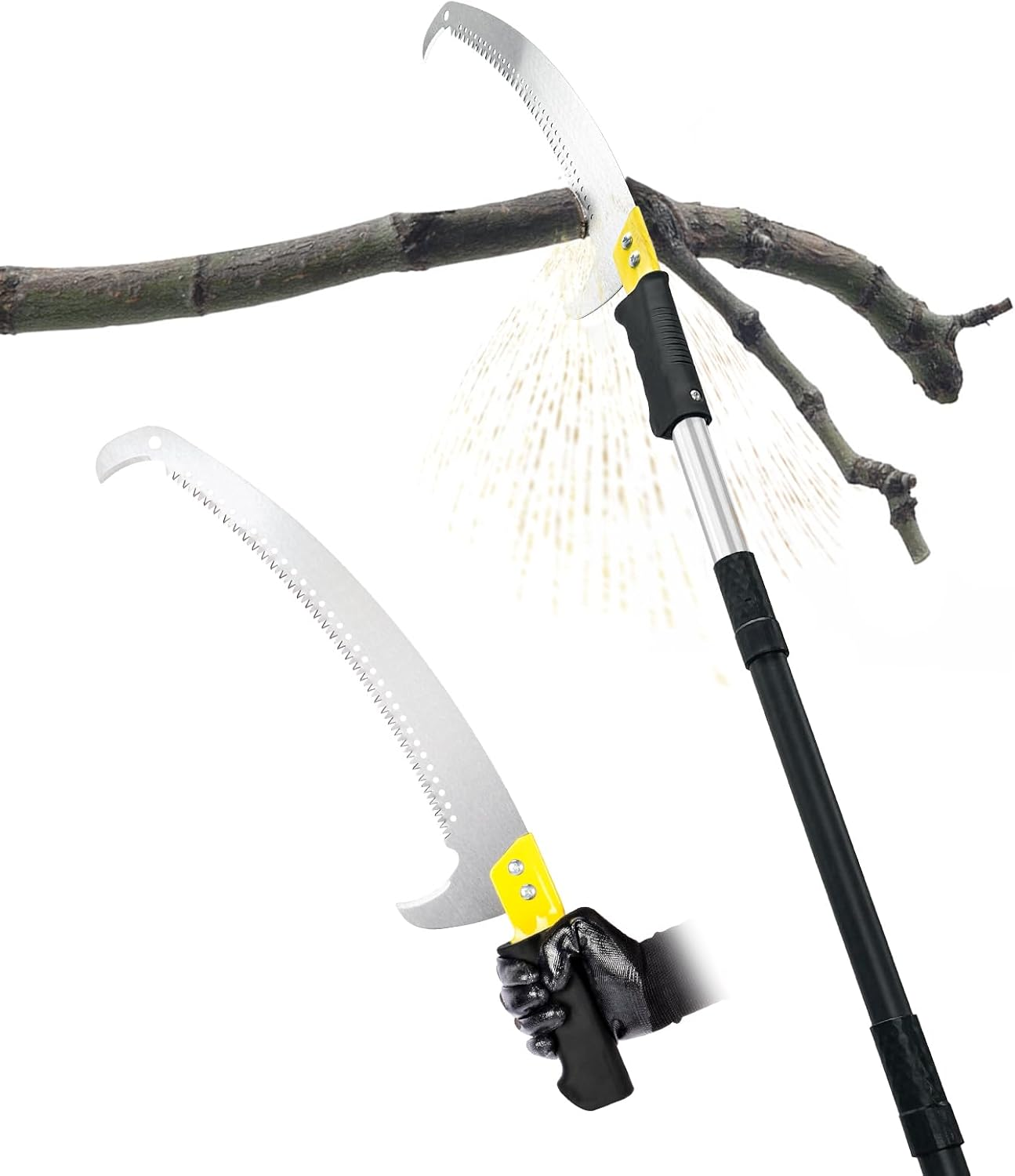 Blumetrec 327Cm Pole Saw with Adjustable Length for Tree Trimming, Lightweight Manual Pruning Saw with Mn Steel Blade, Long Extension Branch Cutter Pole Pruner for Yard, Garden, Patio and Forestry Use image number 2