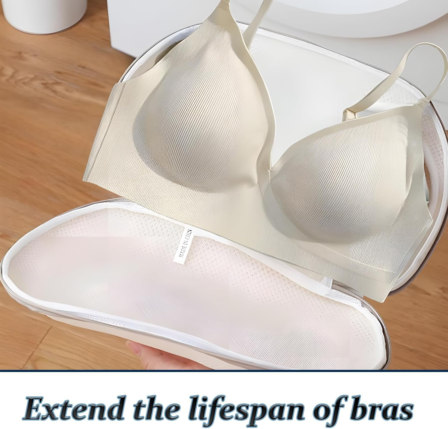 2-Pack Delicate Bra Washing Machine Bag, Bra Wash Bag Protects Lingerie in Bra Laundry Bags for Washing Machine, Prevents Stretching & Damage, 32Cm X 20Cm Light Grey Set image number 2