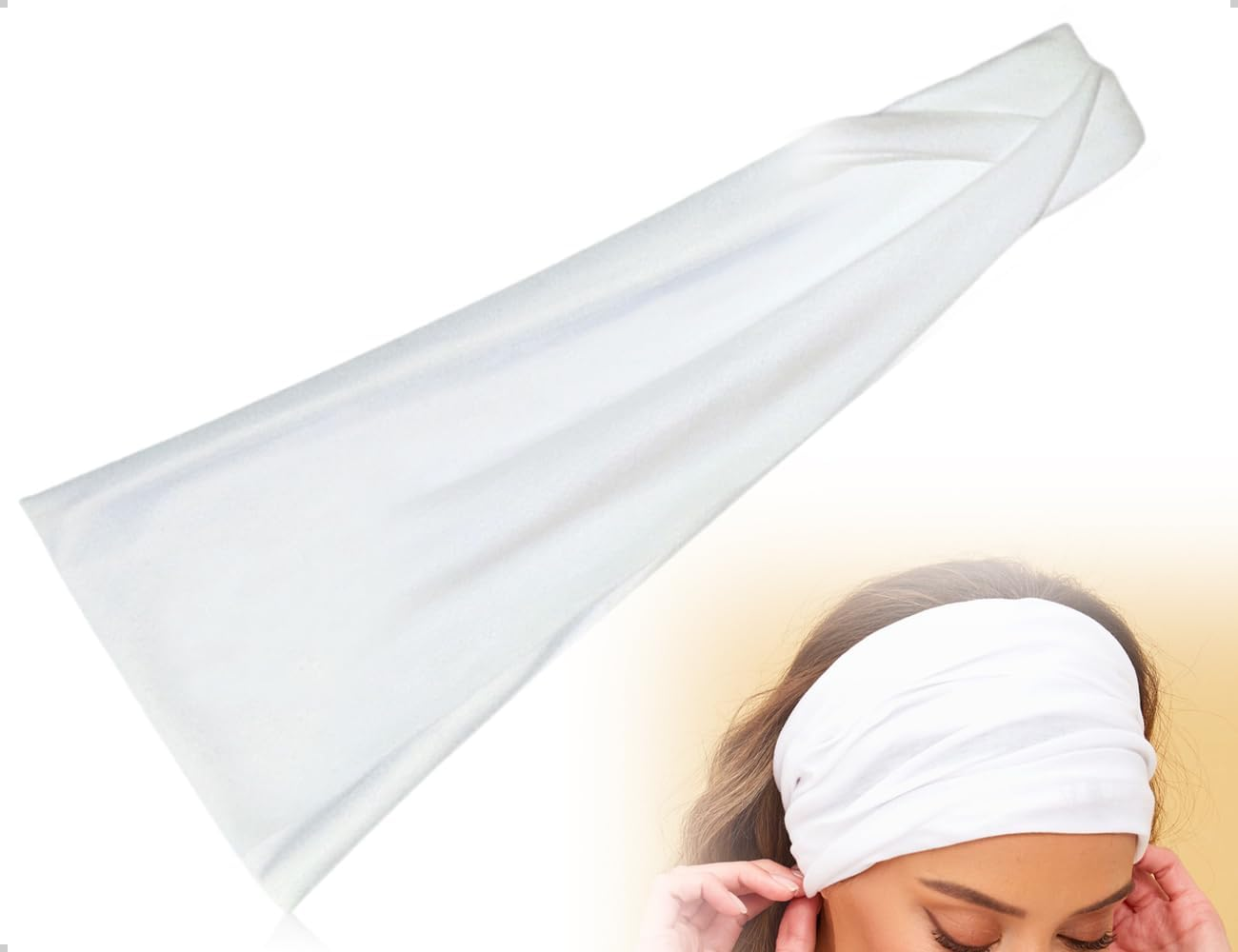 Emezddo Hair Band, Non-Slip Elastic Wide Soft Headband, Used for Sports, Gym, Running, Exercise, Gym, Basketball, Cycling (White) image number 1