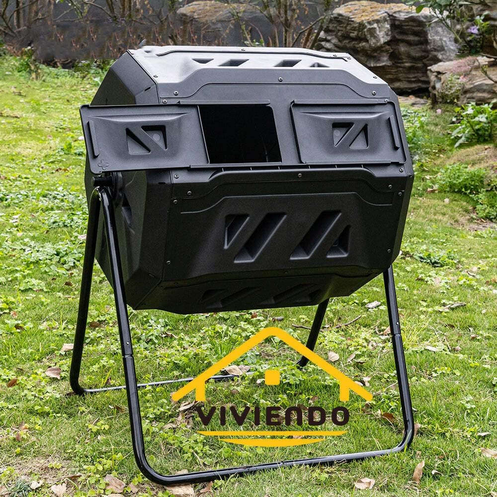 160L Tumbling Garden Compost Bin Heavy Duty with Easy Turn, Dual Chamber and Internal Churn Fins image number 1