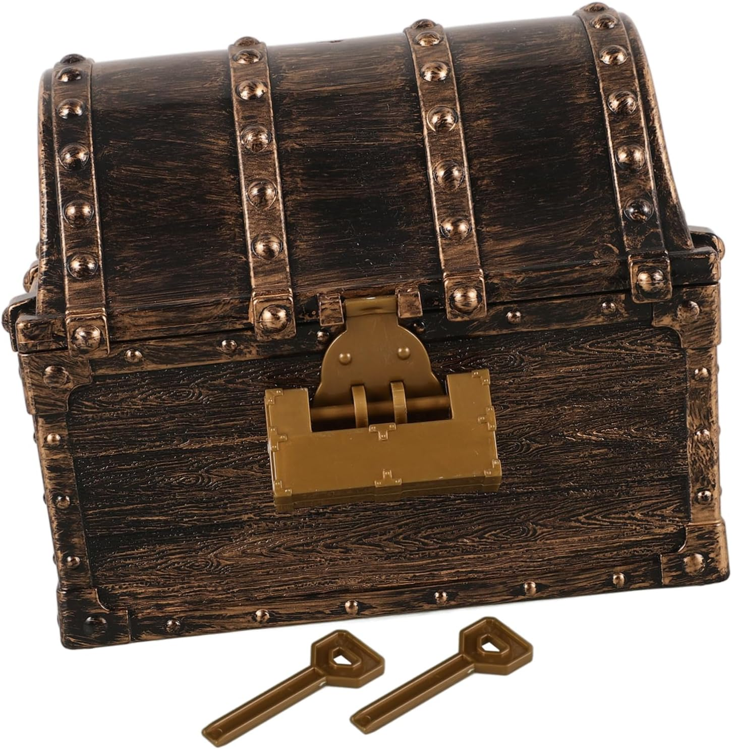 Mini Pirate Treasure Chest Decorative Small Vintage Treasure Box Lock and Key Bronze Color Trinket Storage Box for Boys and Girls Toy Organization image number 1