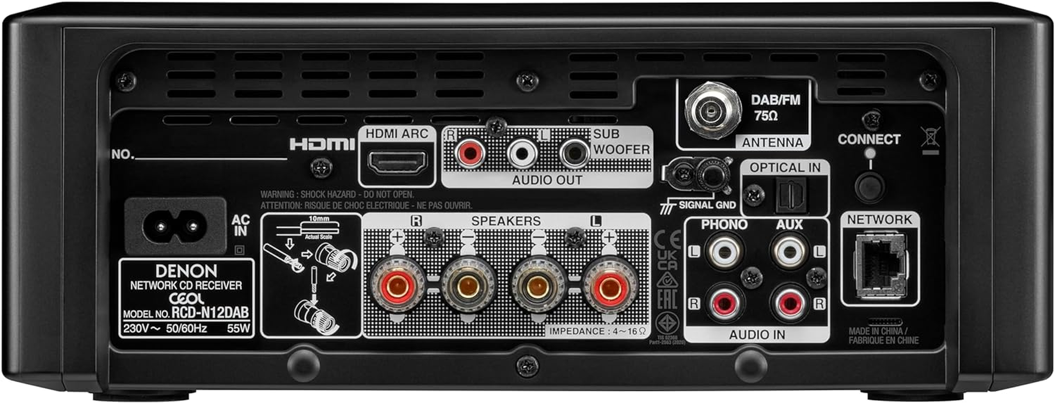 Denon CEOL N12DAB All-In-One System with CD Player, DAB/FM Radio, HDMI ARC and HEOS&reg; Built-In - White