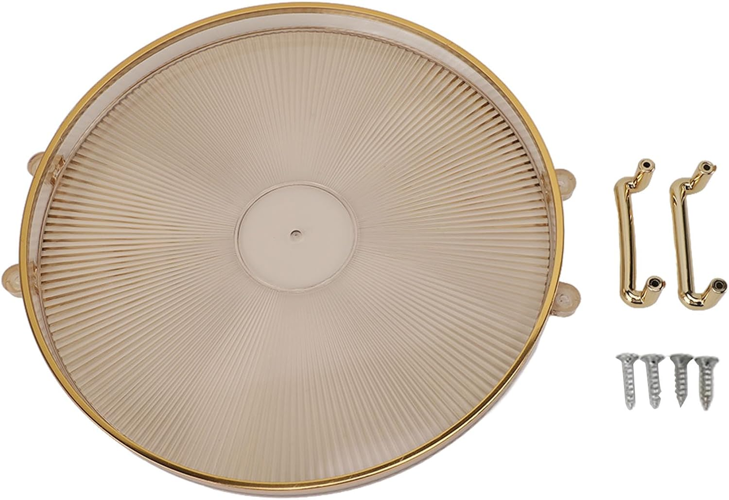 Round Serving Tray with Gold Handles, Elegant PS Material Snack & Dessert Platter for Eating and Entertainment, Easy Clean Surface (27Cm) - Smoky Gray image number 4