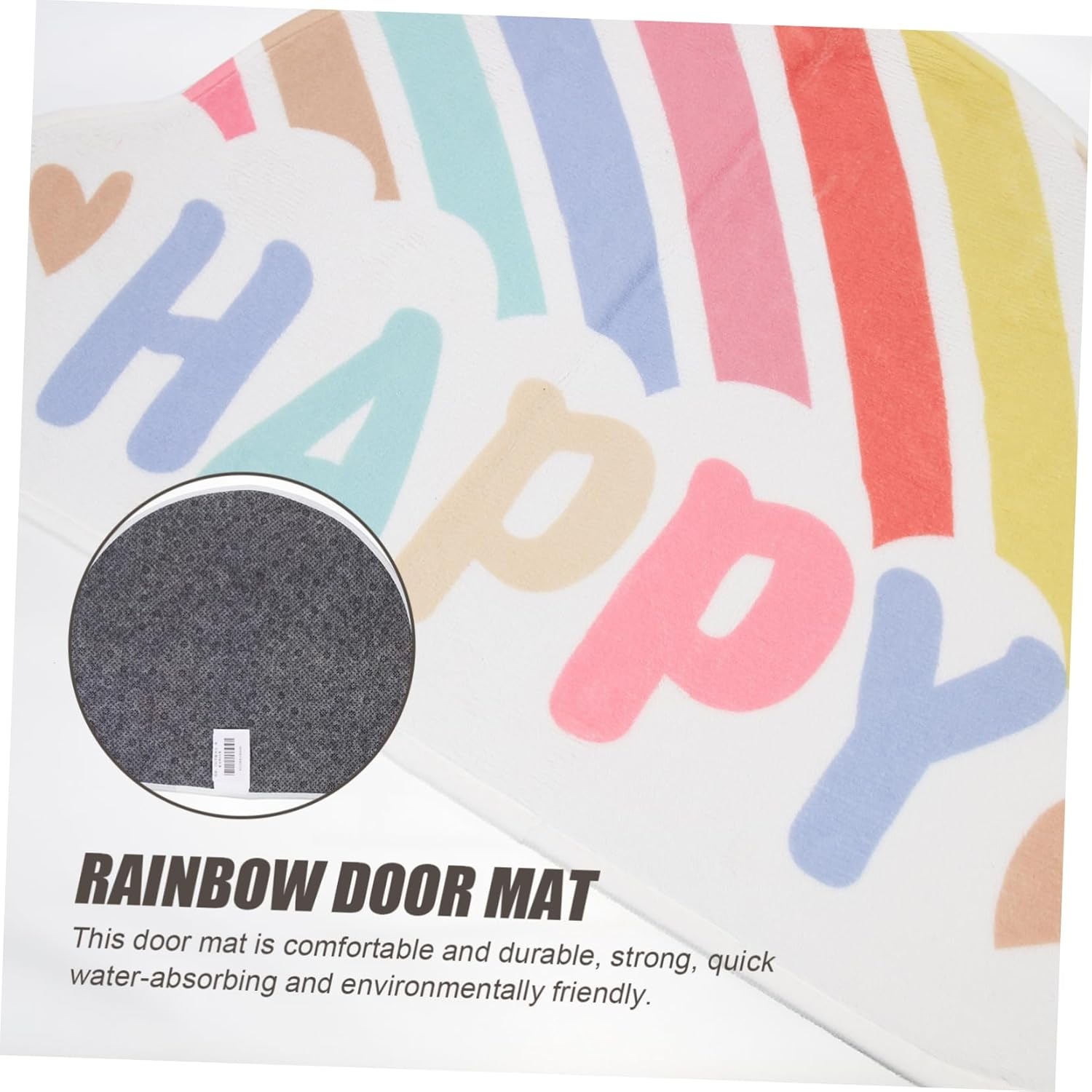 JOINPAYA Anti-Skid Rainbow Door Mat - Cute Absorbent Rainbow Bathroom Rug 60X40Cm for Kids Room and Home Use image number 3