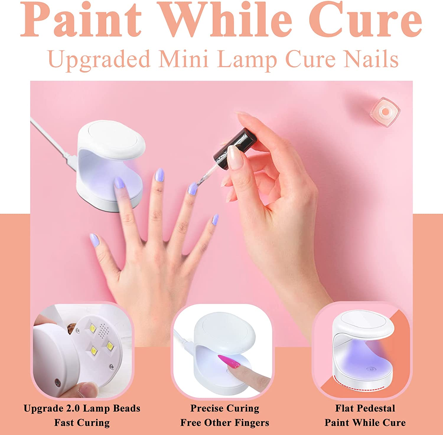 Meschett Acrylic Nail Kit - 500 Pcs Transparent Fake Nails in 10 Different Sizes with LED Nail Lights, Nail Clippers,Nail Glue, Gel Nail Polish Kit with Uv Light and Nail Glue for Nail Art DIY image number 6