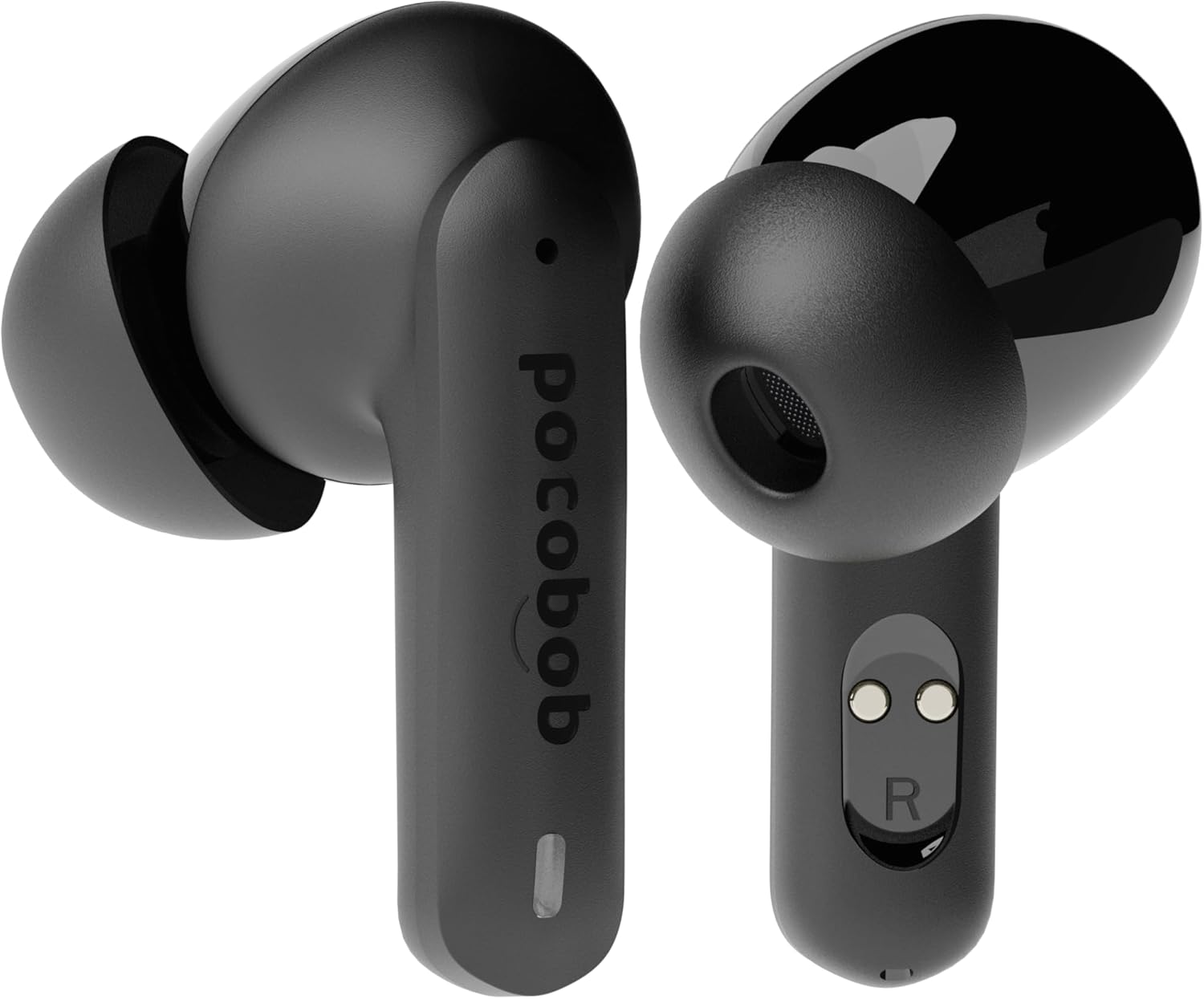 Pocobob 8 Bluetooth 5.3 In-Ear Headphones with Microphone, ENC, App Control, 32 Hours Battery, Touch, USB-C, IPX4 Water Protection - True Wireless Earbuds - Black image number 4