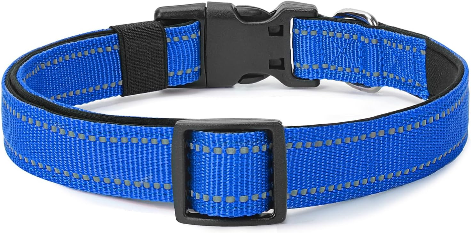 Penseepet Reflective Dog Collar Padded with Soft Neoprene Breathable Quick Release Basic Dog Collars for Medium Large Dogs Blue Boy Girl image number 2