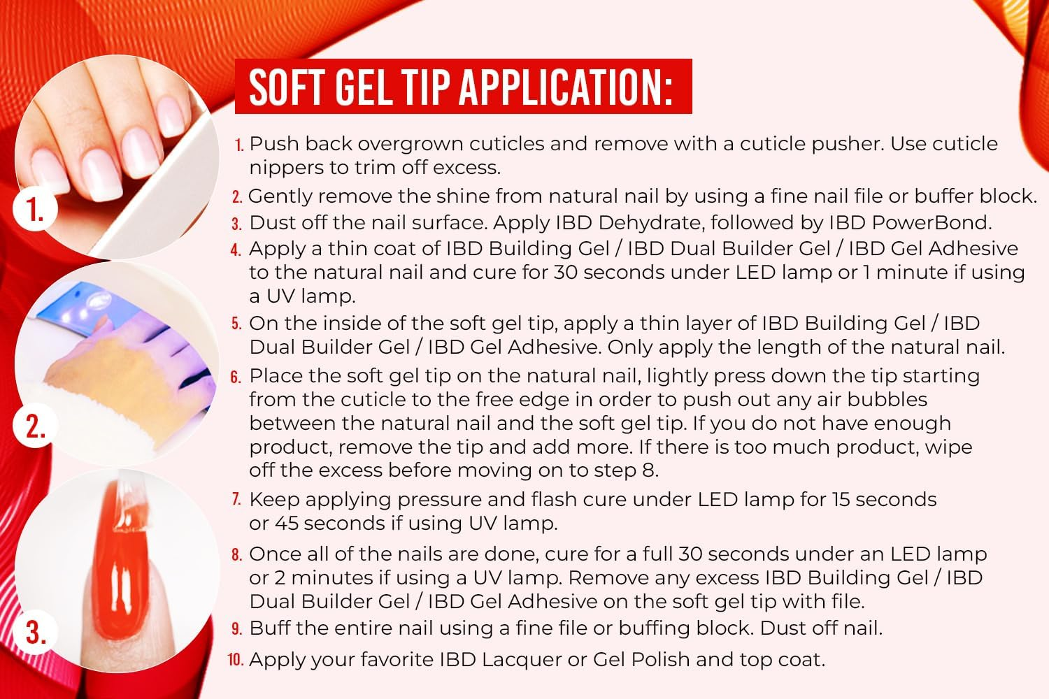 IBD Soft Gel Tips Long Coffin - 504 Pieces, 12 Sizes - Made in USA - Transparent Nail Tips - Soft Gel Tips for Nail Extension - Long Coffin Shape