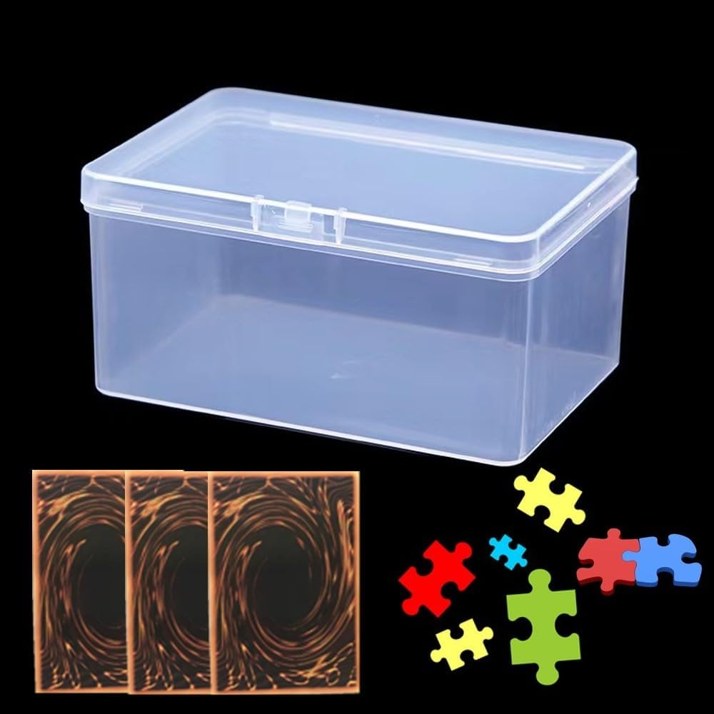 2PCS Clear Plastic Deck Card Storage Box, Collectible Trading Cases, Holder, Containers for Game Cards, Puzzle, Chess Pieces and Other Accessories