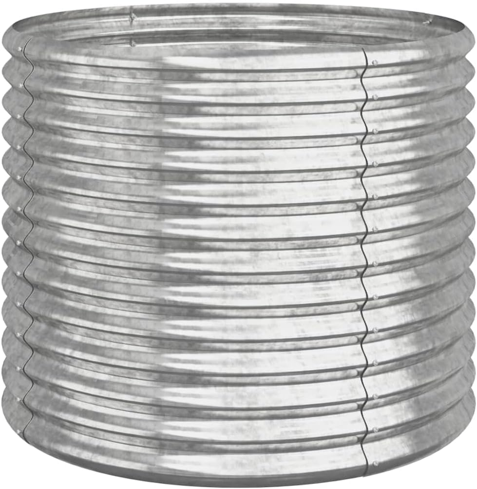 Round Shape Garden Planter Powder-Coated Steel 80X80X68 Cm Silver image number 4