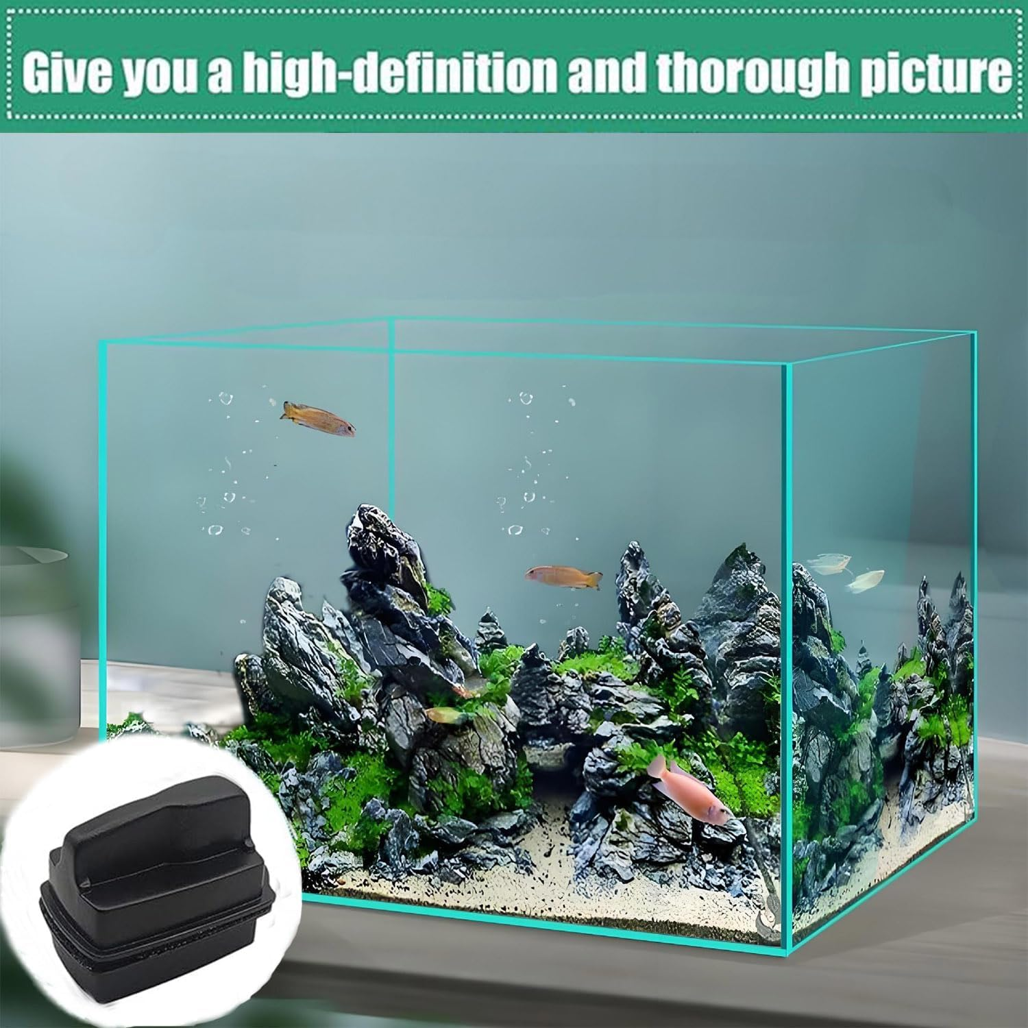 Roczential Magnetic Aquarium Scraper Aquarium Glass Cleaner, Double Sided Gravel Vacuum Magnetic Fish Tank Cleaner, Comfortable Handle Safe Floating Magnetic Algae Scraper for Aquariums Fish Tank (S) image number 2