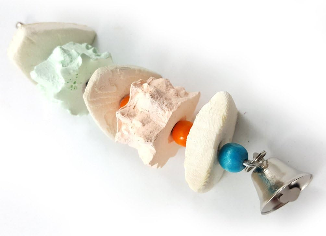 Bird Cuttlebone, Parrot Chewing Toy Beak Trimmer Calcium Stone with Bell for Parrots Conures Cockatiels Parrots Budgies African Grey image number 3