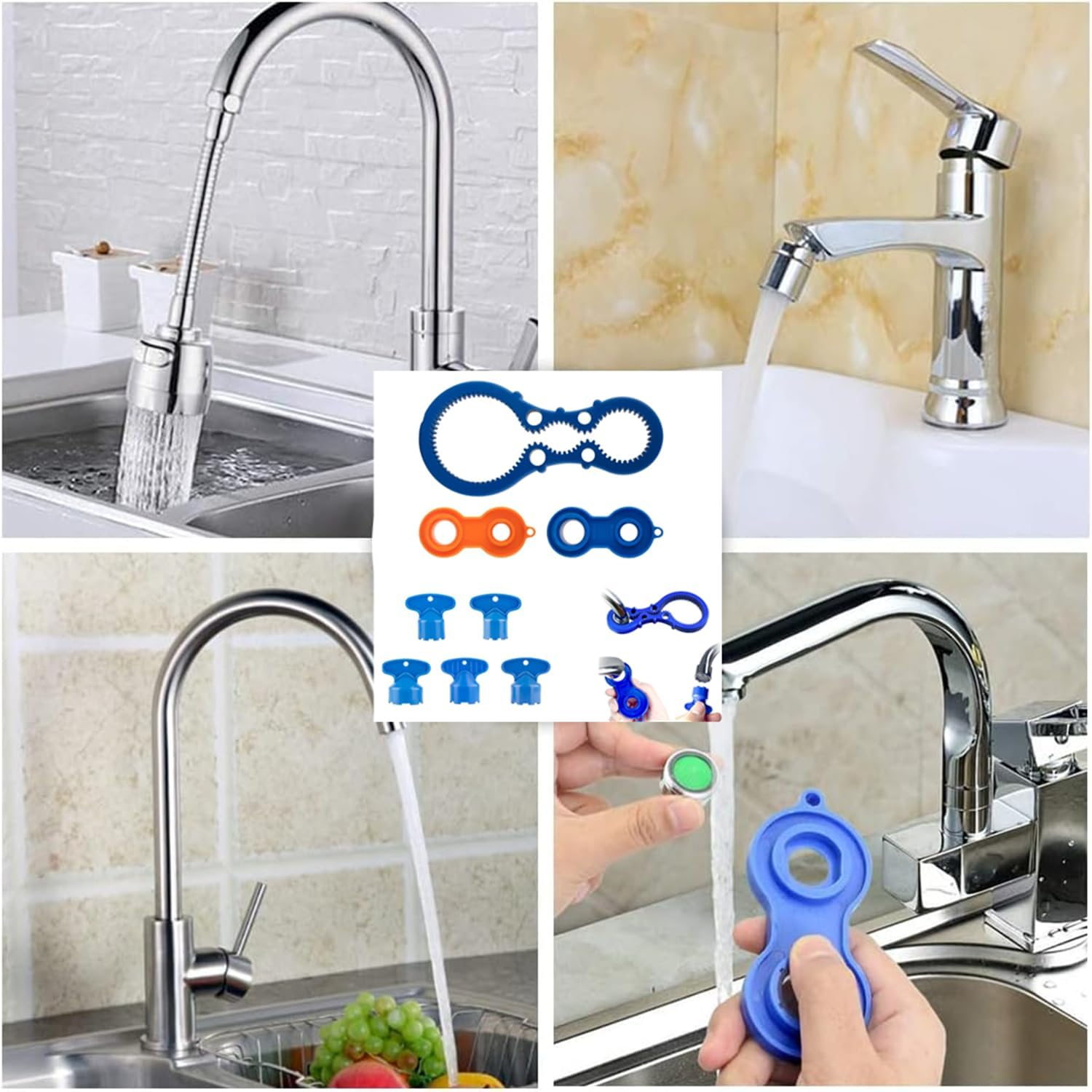 8 Pcs Aerator Key Faucet Removal Tool Set, Wrench with Housing Tool, Replacement Cache Aerator for Sink M 16.5, 18.5, 21.5, 22, 24Mm Faucet Flow Limiter (8 Pcs) image number 2