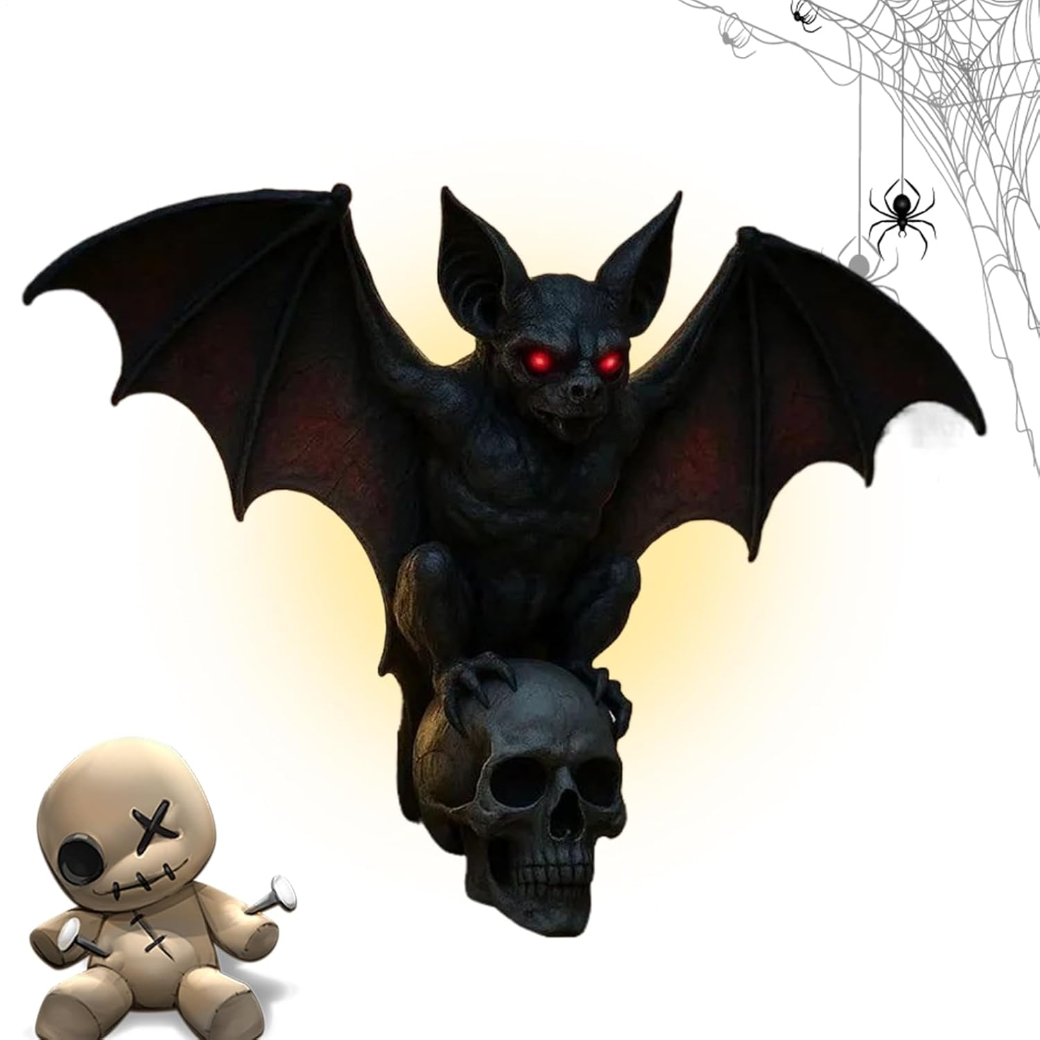 Zunetsutock Sinister Halloween Lighting - Scary Skeleton Head Bat Night Atmosphere Wall Lamp for Room Games Bedroom Bar Living Room Party Home Atmosphere Horror image number 3