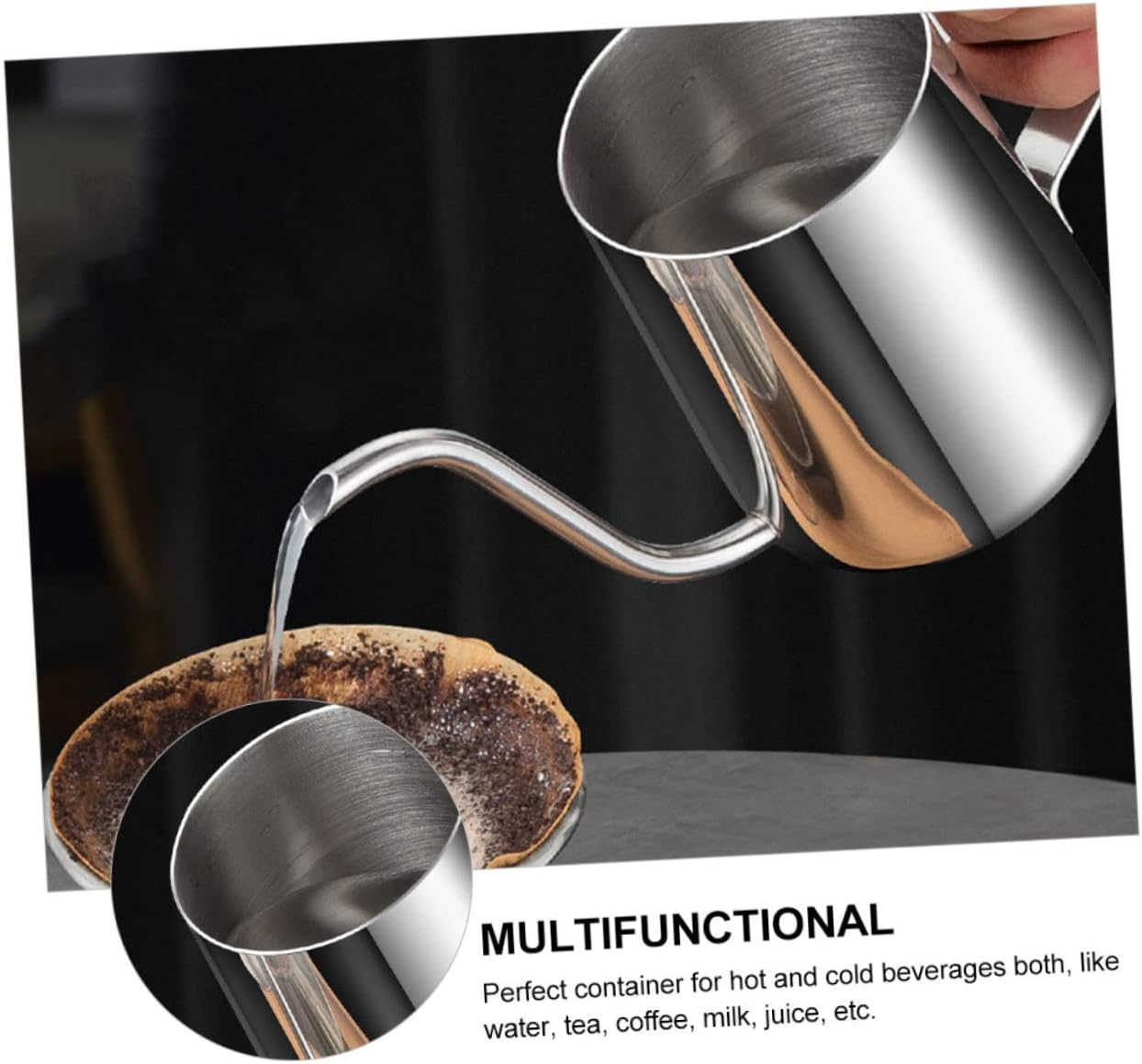 SHINEOFI Stainless Steel Coffee Pot Mini Handle Teakettle Practical Kettle for Home Use for Making Espresso Mini Coffee Pot for Daily Use image number 1