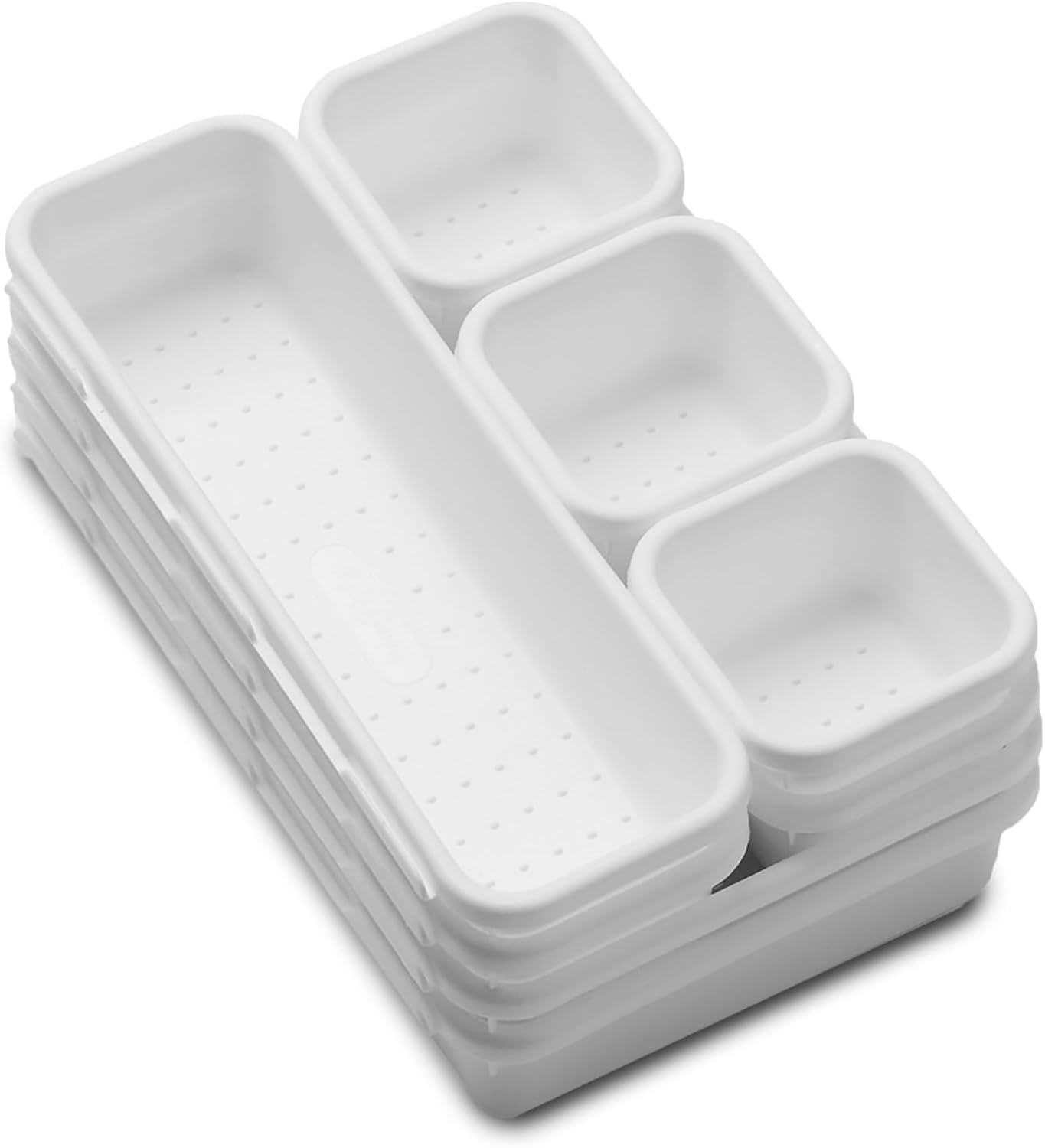 Madesmart Antimicrobial 8-Piece Interlocking Bin Pack Customizable Multi-Purpose Drawer, One Home Organization, EPA Certified, White image number 6